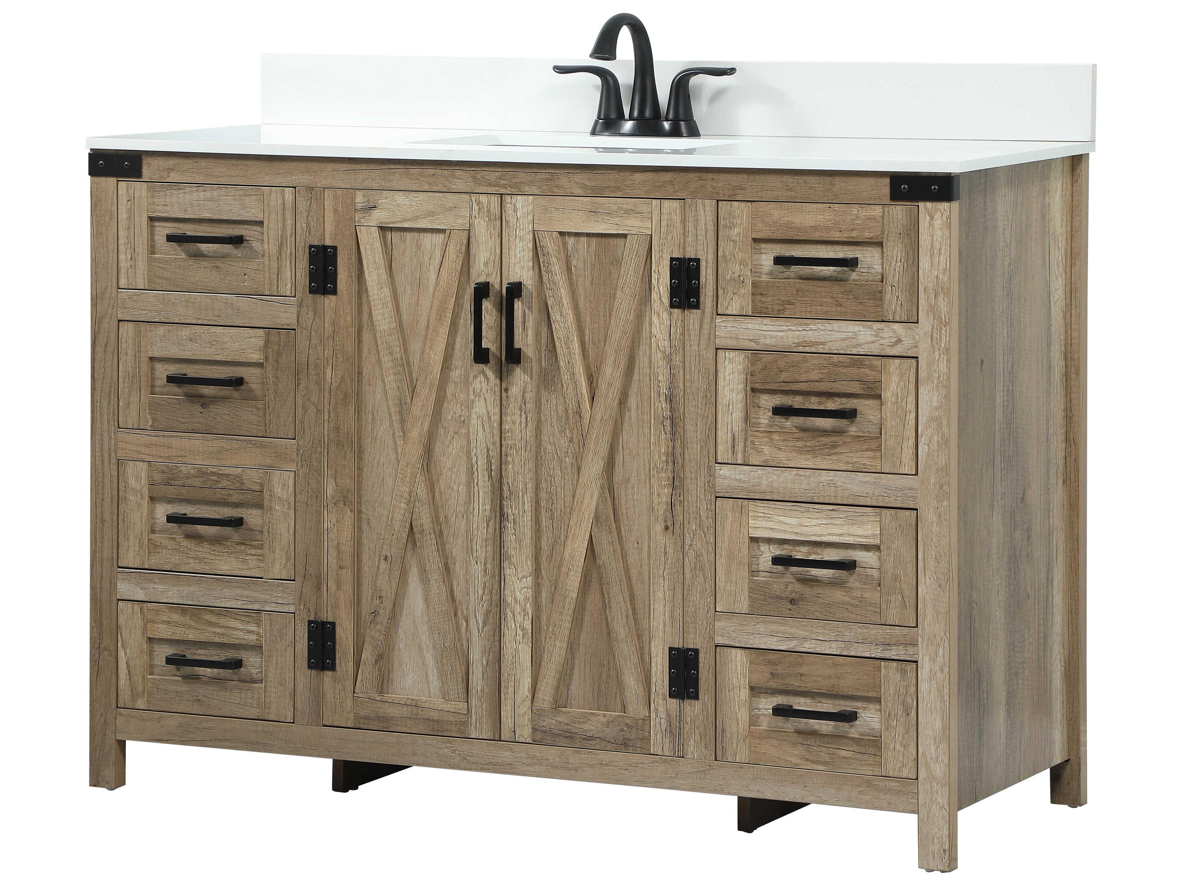 Elegant Lighting Grant Natural Oak 48" Vanity with Backsplash