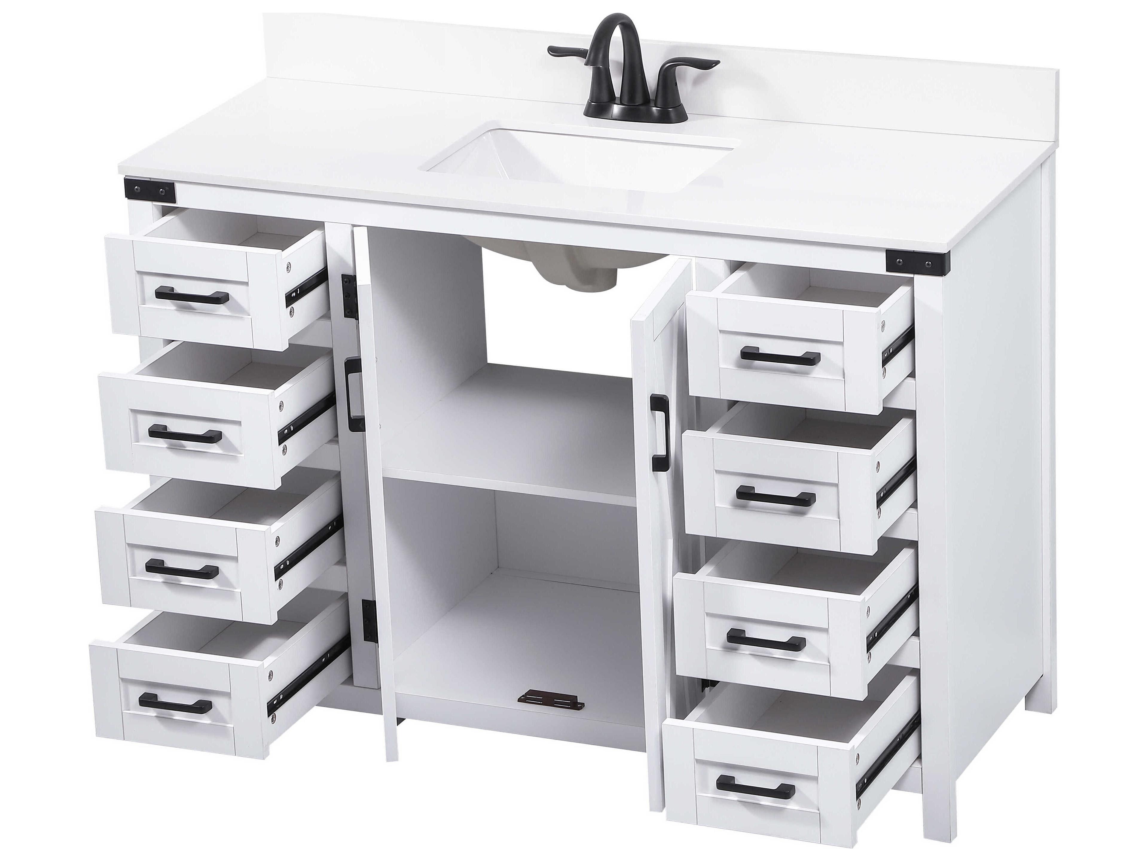 Elegant Lighting Grant White 48" Vanity with Backsplash