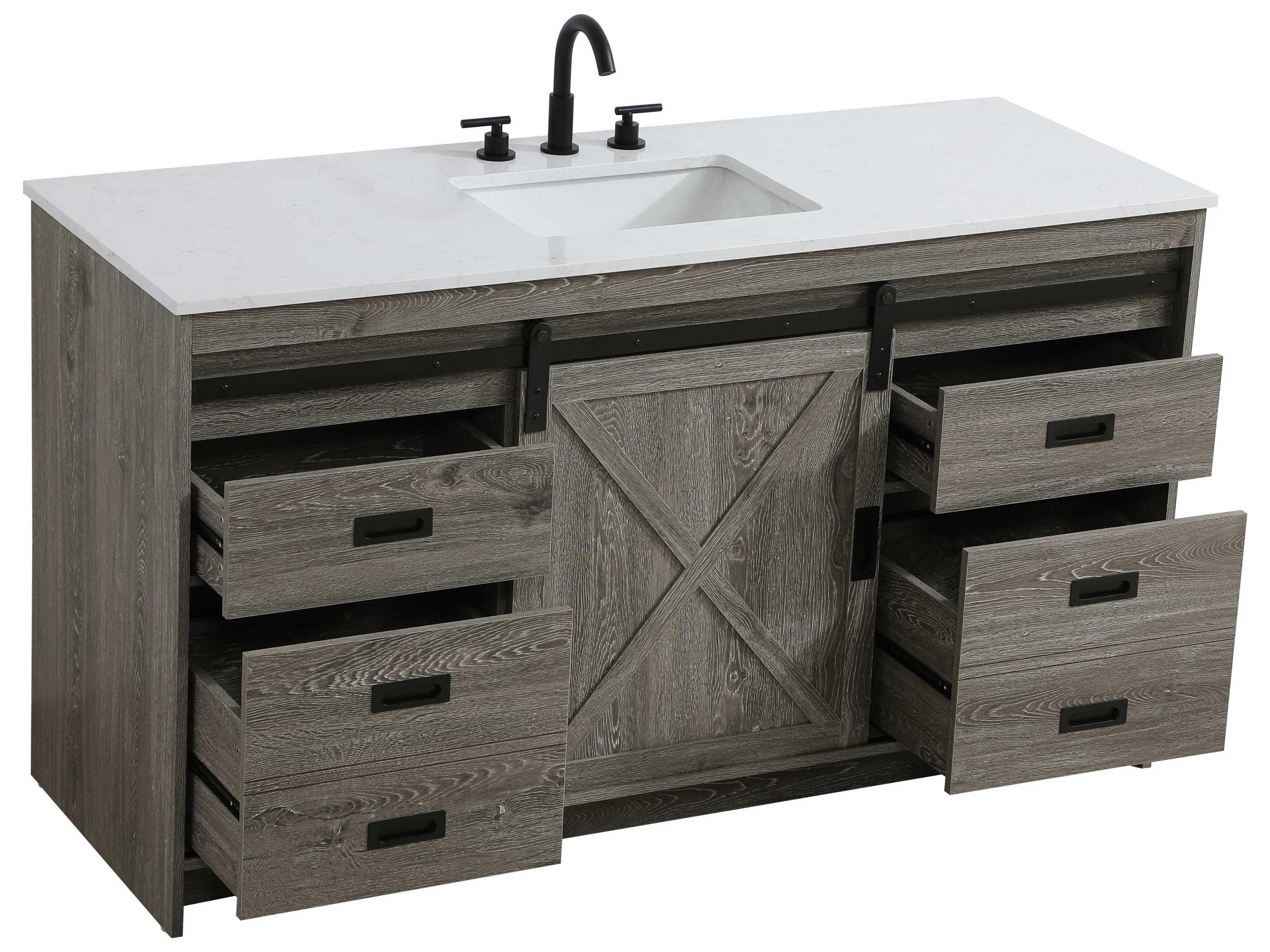 Elegant Lighting Austin Rustic Grey 60" Vanity