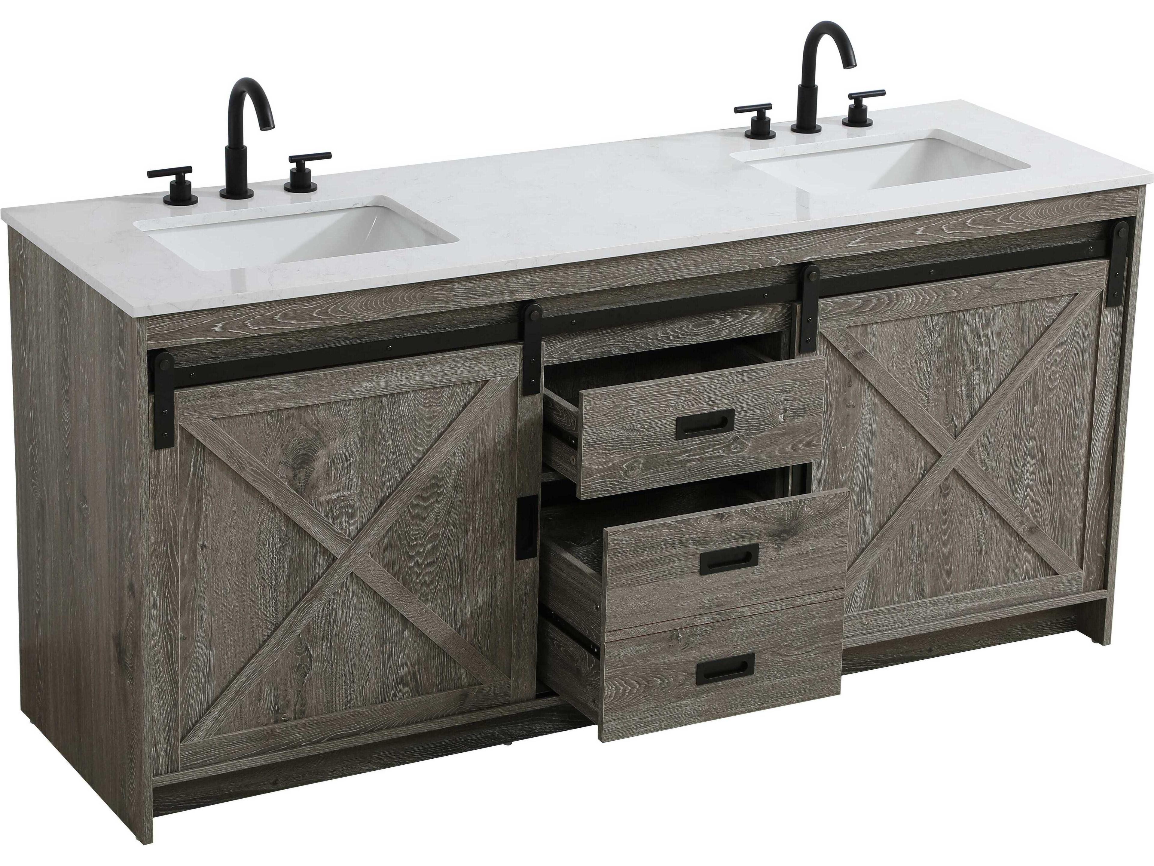 Elegant Lighting Austin Rustic Grey 72" Vanity