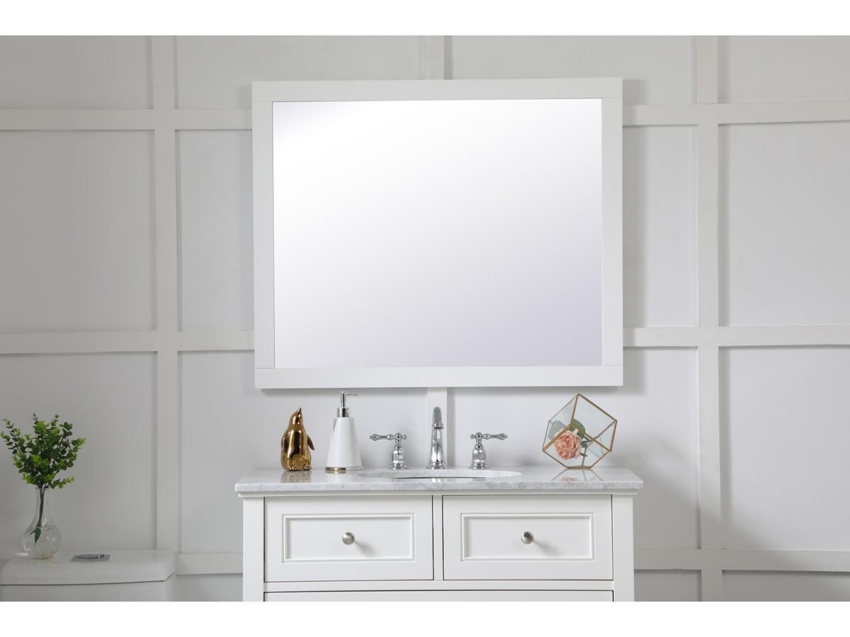 Elegant Lighting Aqua White Rectangular Wall Mirror