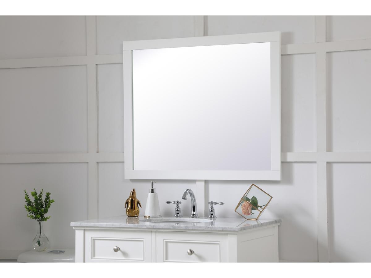 Elegant Lighting Aqua White Rectangular Wall Mirror