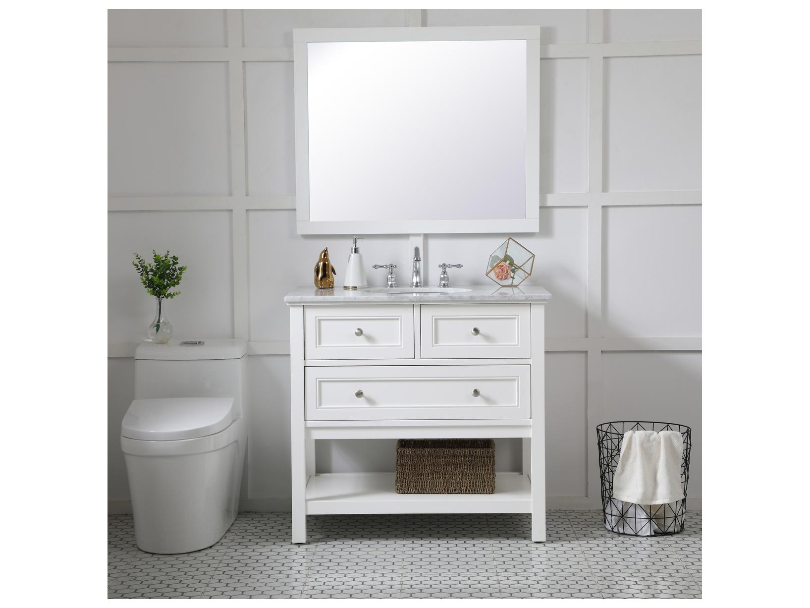 Elegant Lighting Aqua White Rectangular Wall Mirror