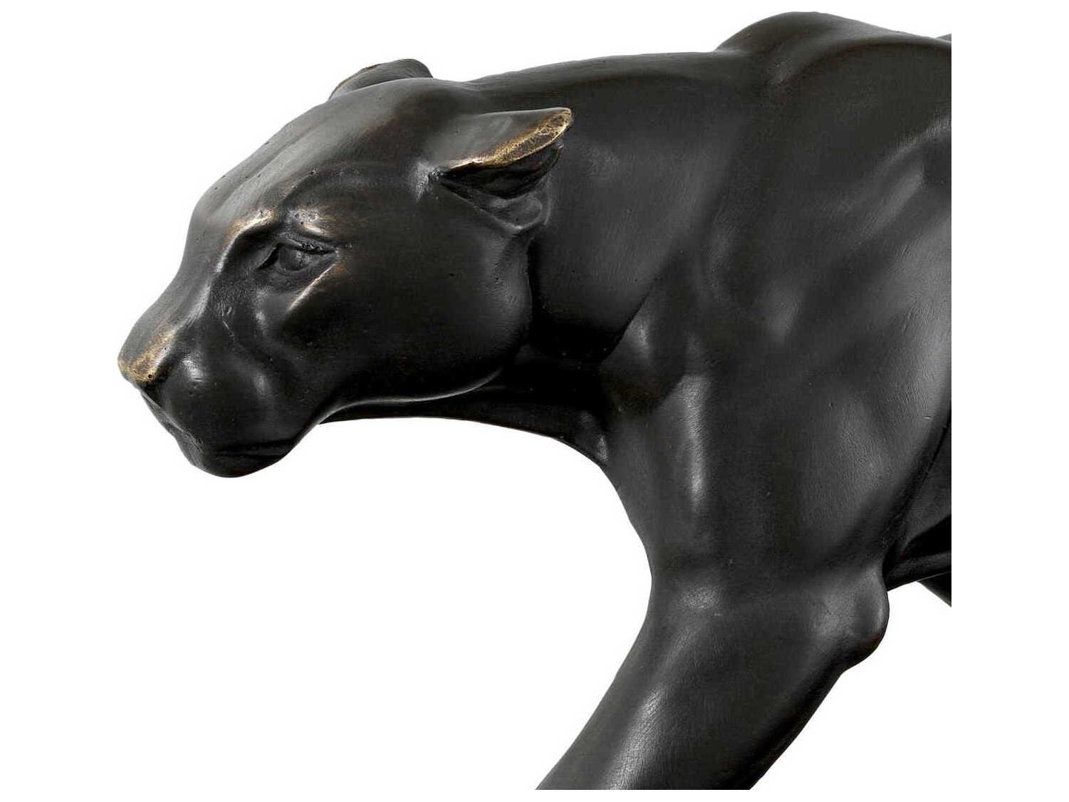 Eichholtz Bronze Patina On Marble Base Panther