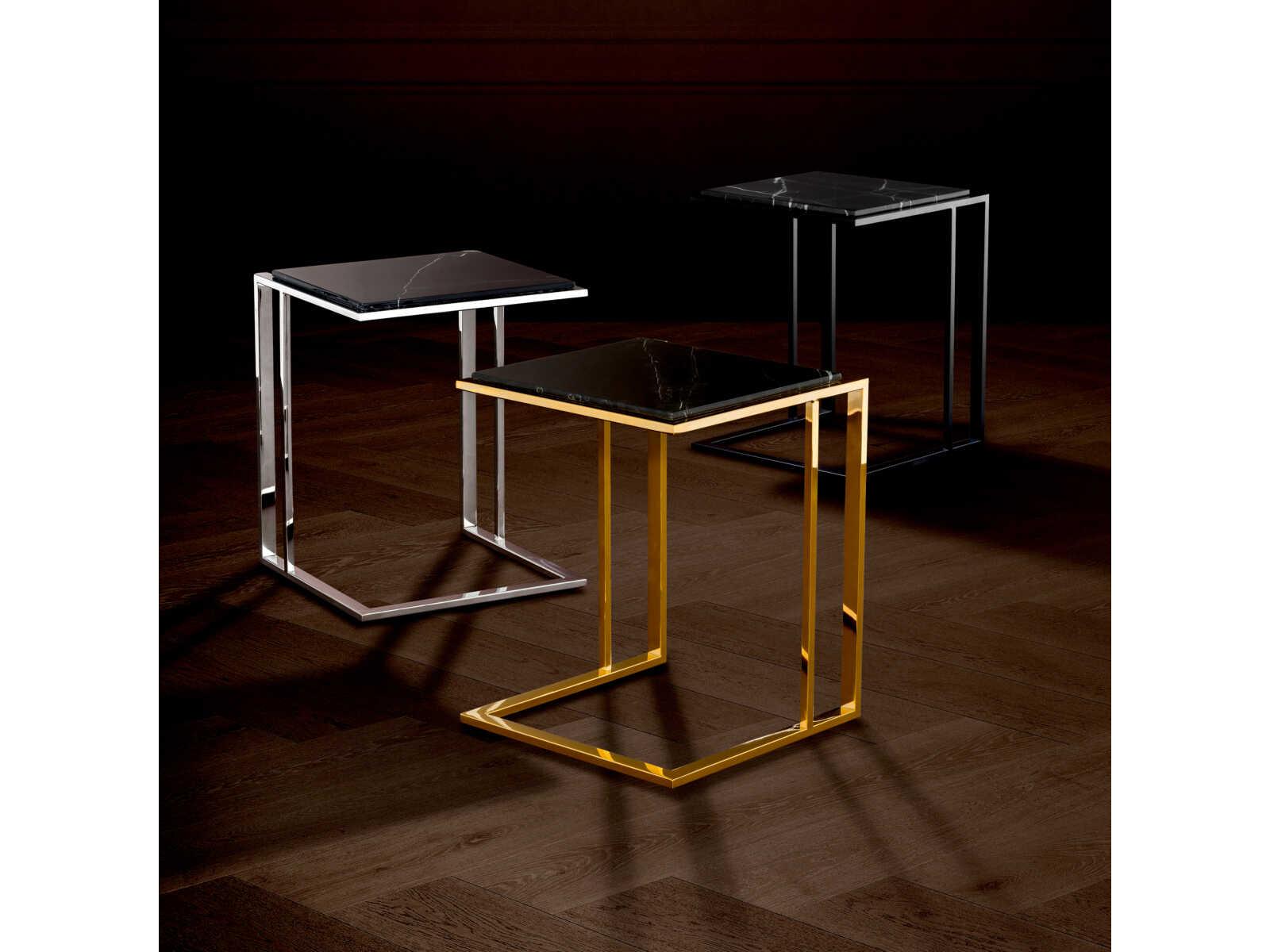 Eichholtz Cocktail Gold Black Marble Side Table