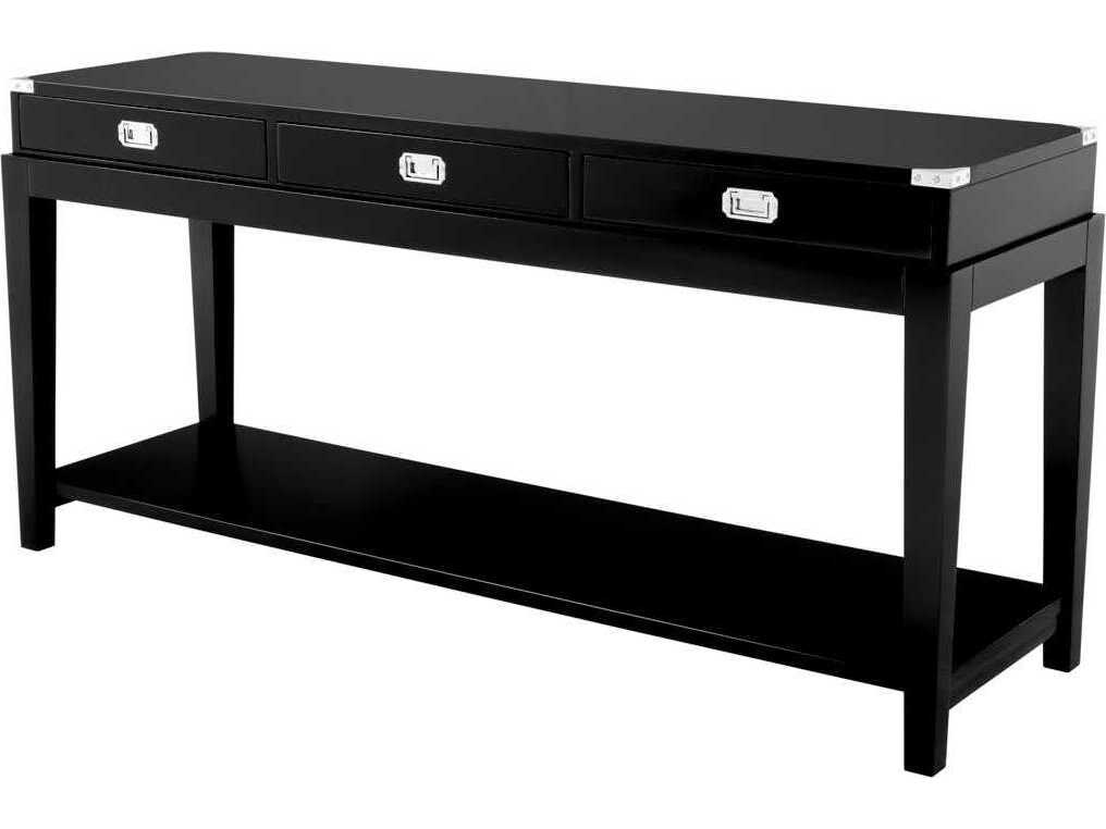 Eichholtz Military Waxed Black Console Table