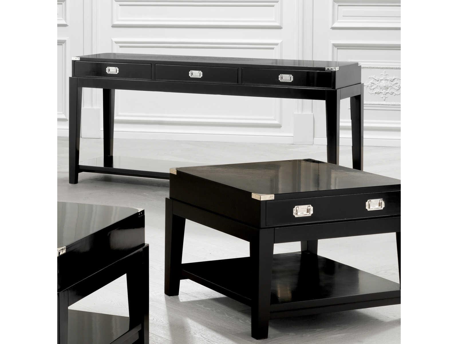 Eichholtz Military Waxed Black Console Table