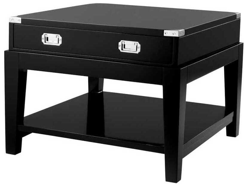 Eichholtz Military Waxed Black Side Table