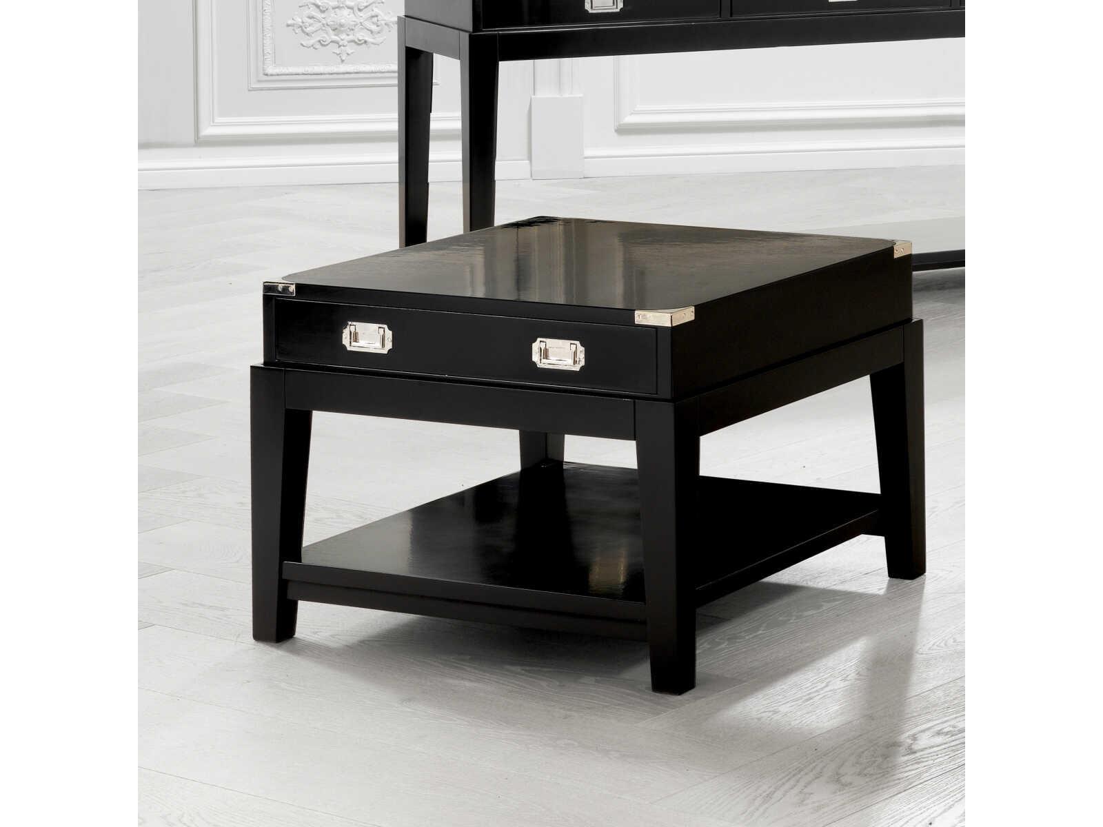 Eichholtz Military Waxed Black Side Table