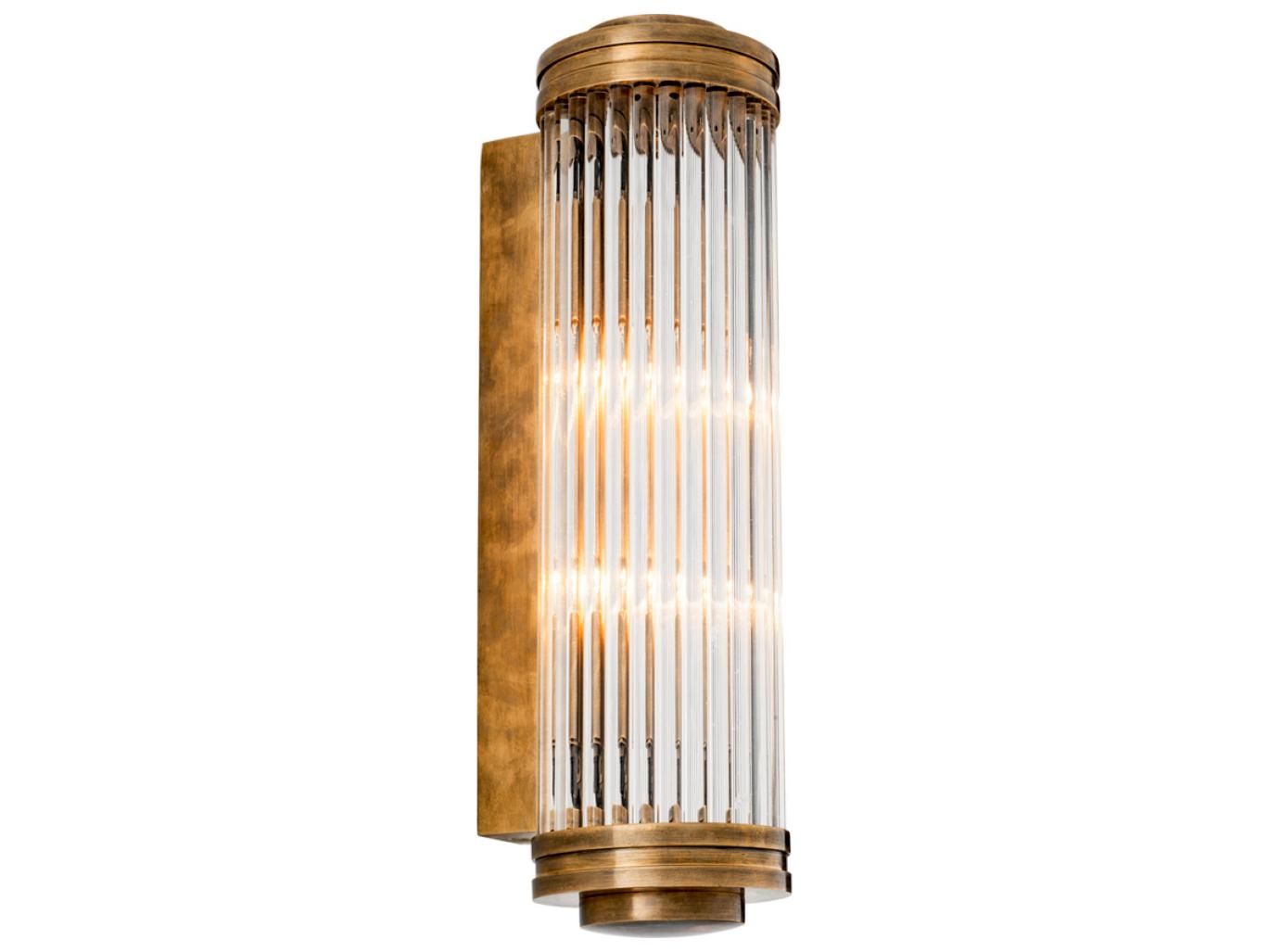 Eichholtz Vintage Brass X Clear Glass Wall Sconce
