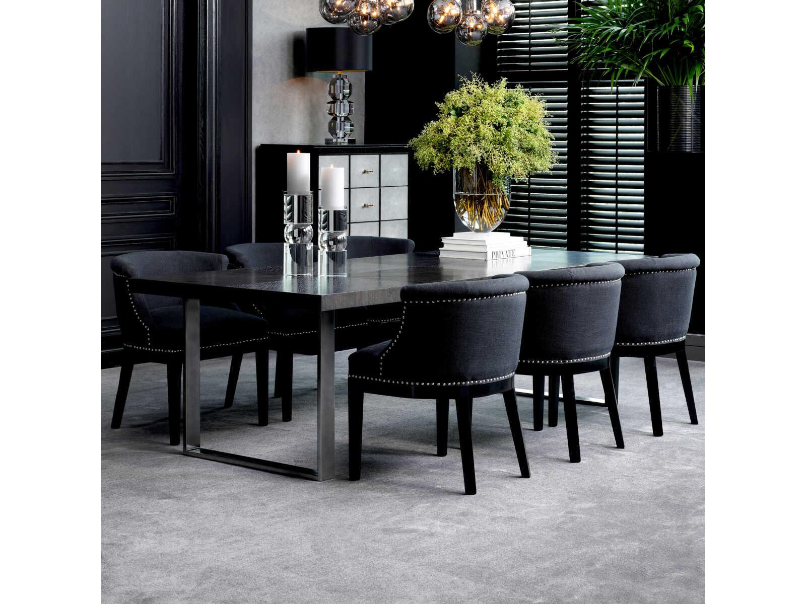 Eichholtz Borghese Charcoal Grey Oak Veneer Dining Table