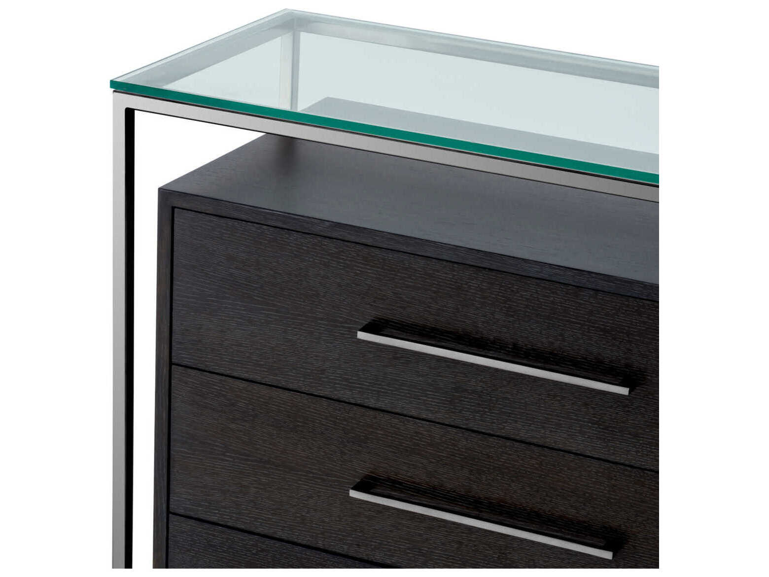 Eichholtz Durand Charcoal Oak Veneer Black Nickel Dresser