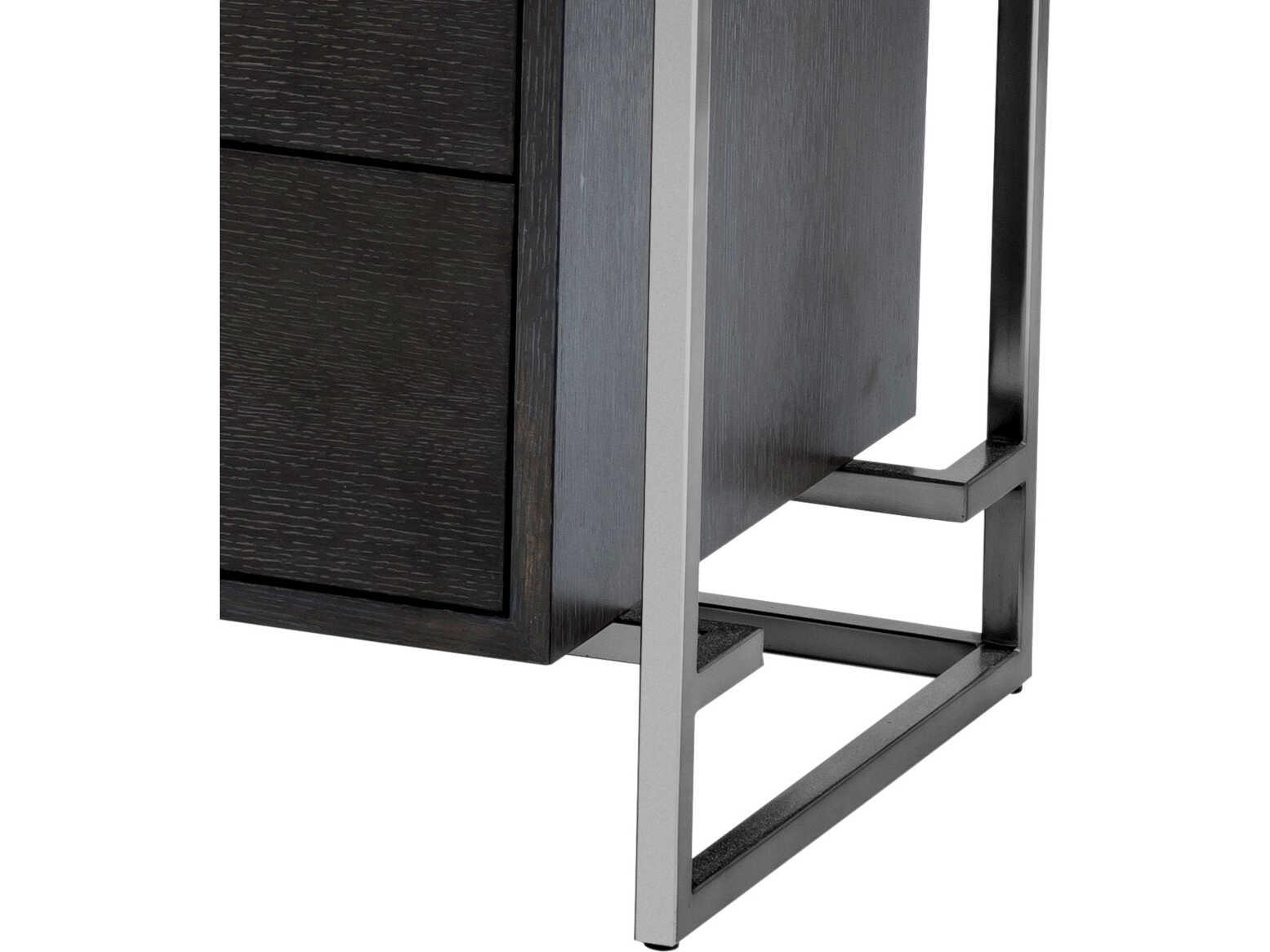 Eichholtz Durand Charcoal Oak Veneer Black Nickel Dresser