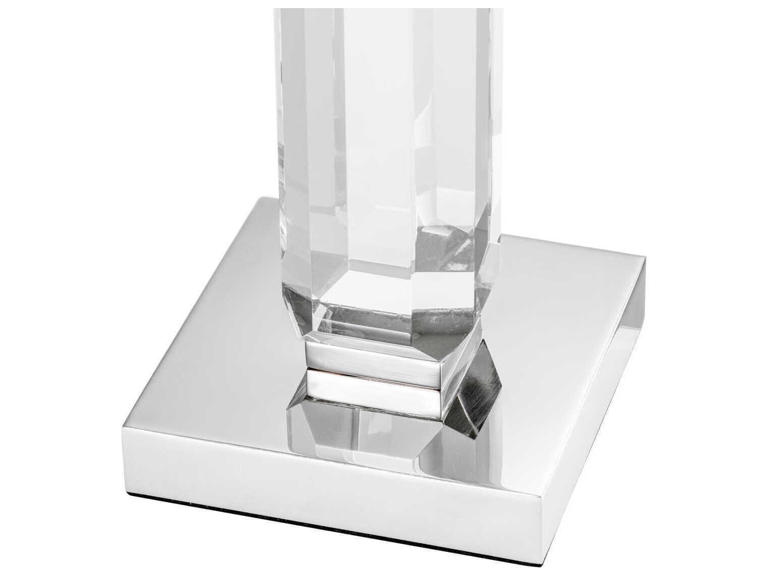 Eichholtz Livia Nickel Clear Crystal Glass Set of 3 Candle Holder