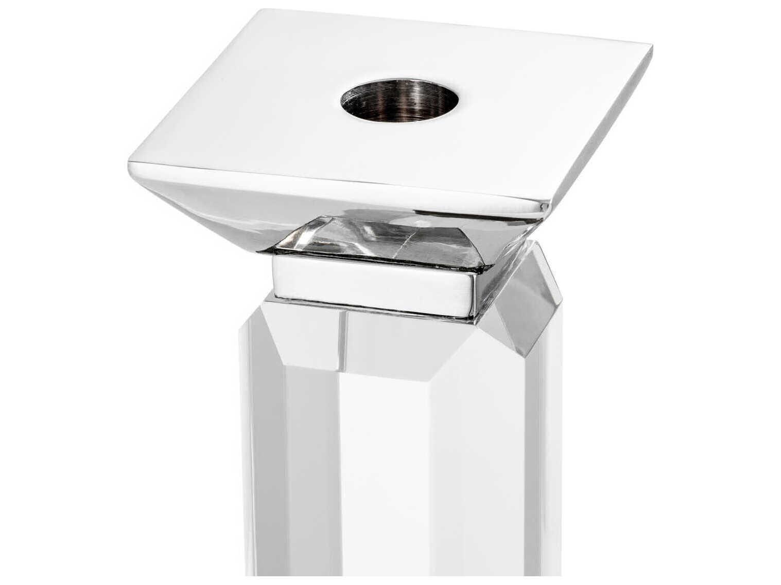 Eichholtz Livia Nickel Clear Crystal Glass Set of 3 Candle Holder