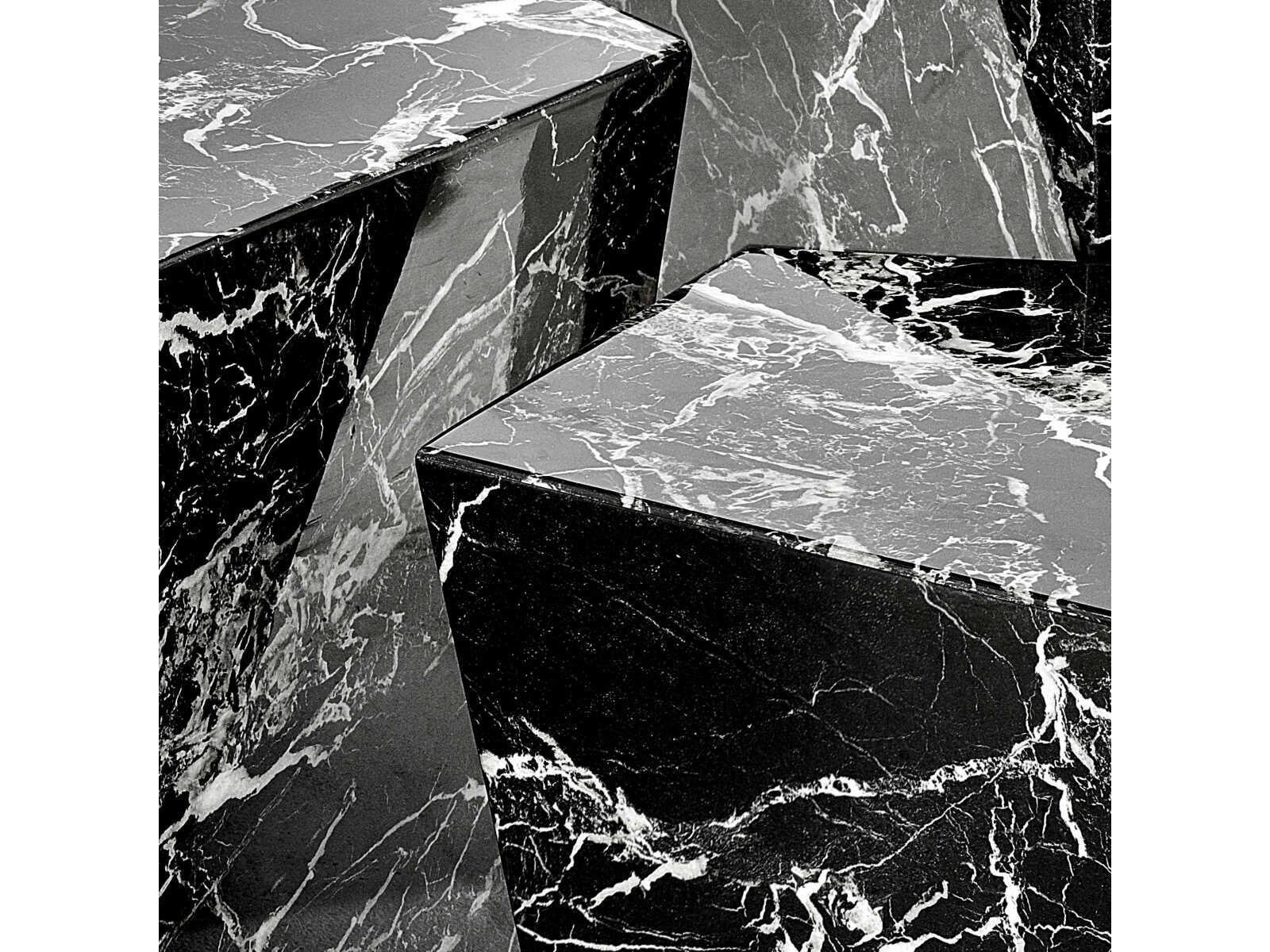 Eichholtz Prudential Set of 3 Black Faux Marble Coffee Table