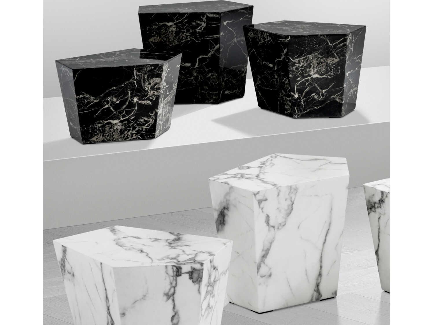 Eichholtz Prudential Set of 3 Black Faux Marble Coffee Table