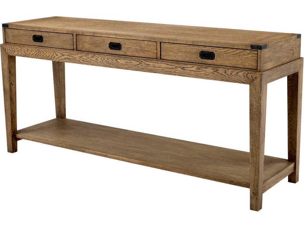 Eichholtz Military Smoked Oak Console Table