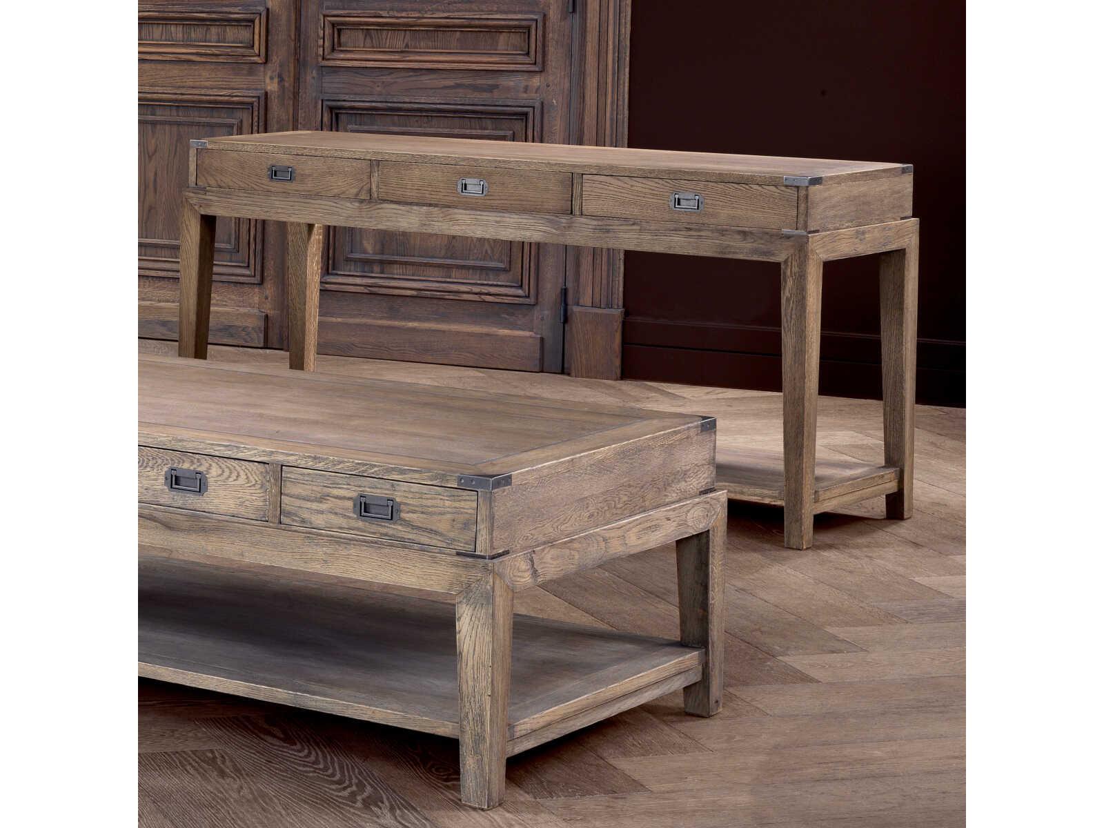 Eichholtz Military Smoked Oak Console Table