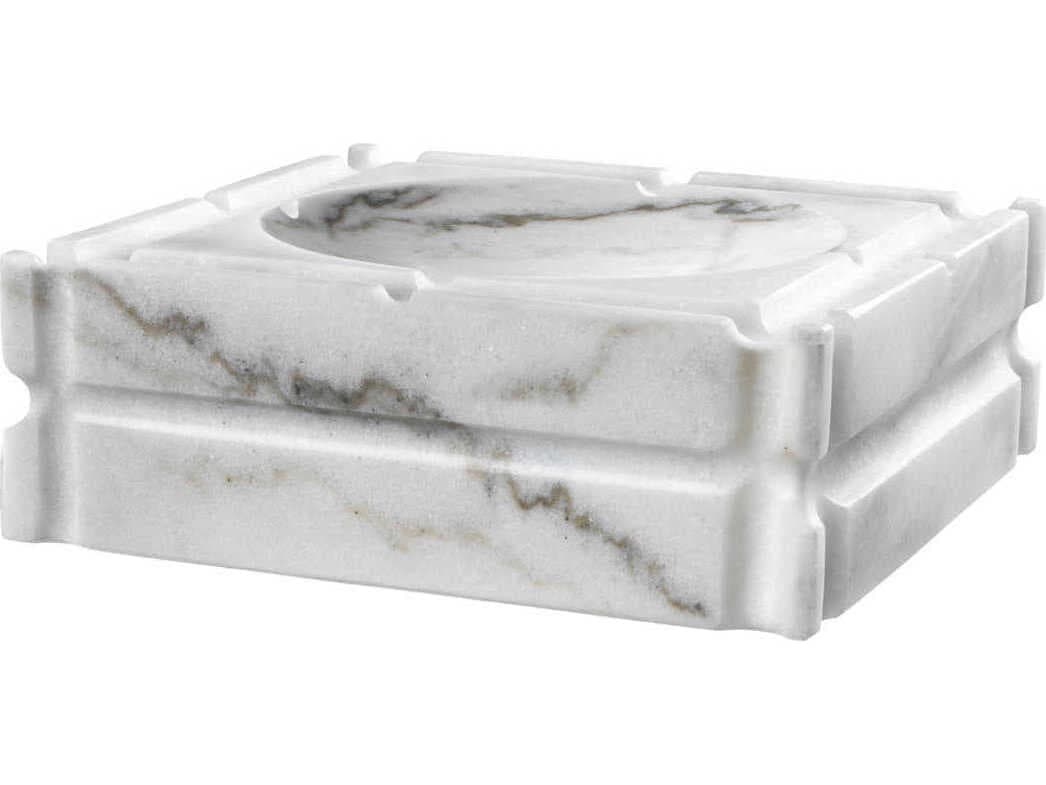 Eichholtz Nestor Honed White Marble Ashtray