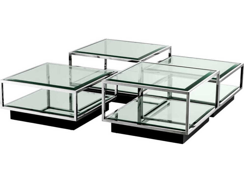 Eichholtz Tortona S/4 Polished Stainless Steel Coffee Table