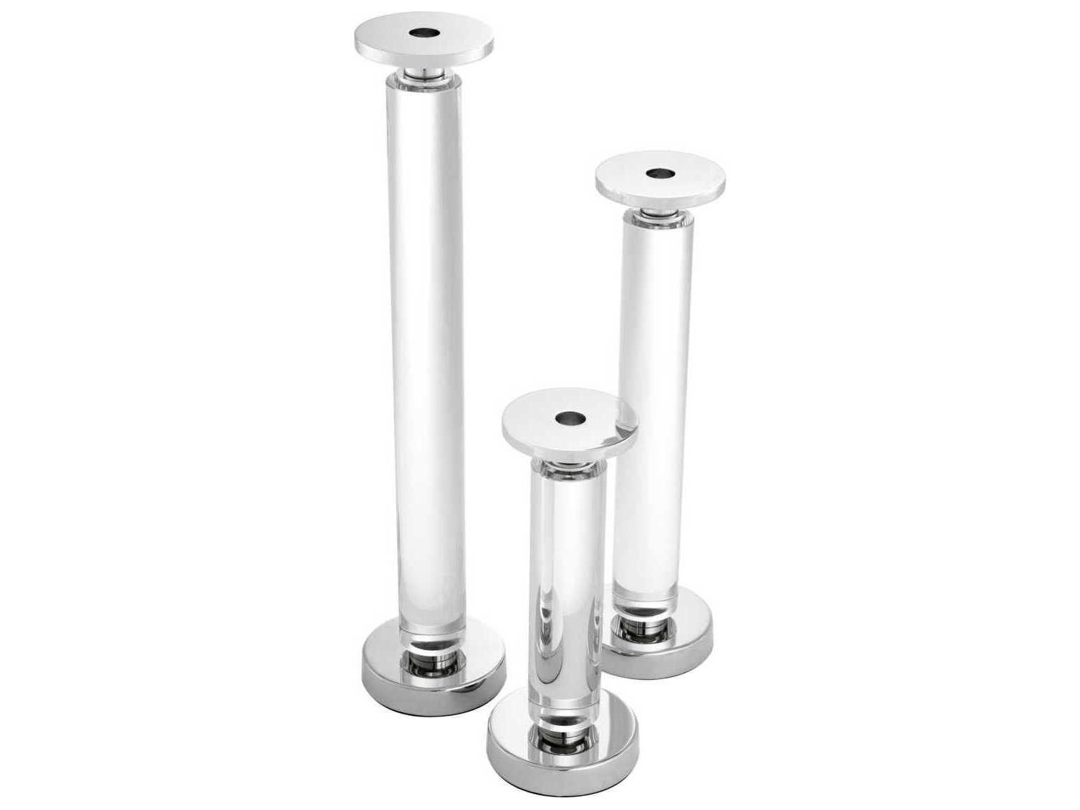 Eichholtz Chapman Nickel Clear Set of 3 Candle Holder
