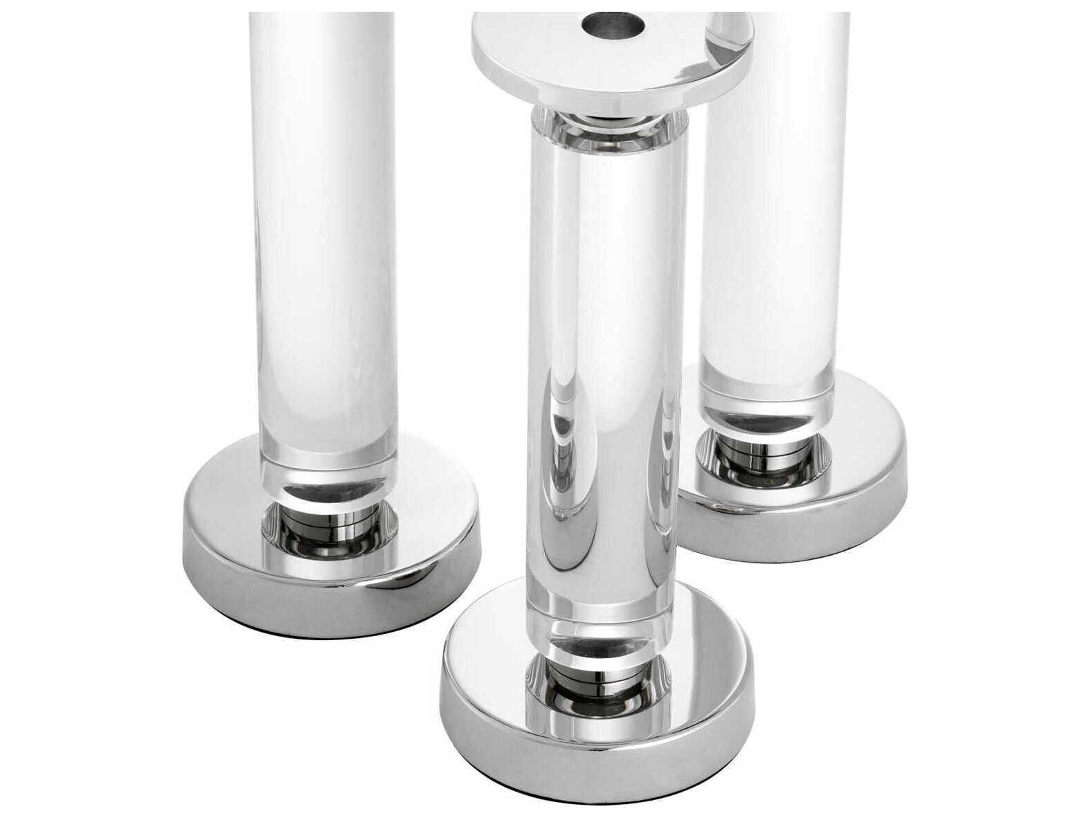 Eichholtz Chapman Nickel Clear Set of 3 Candle Holder
