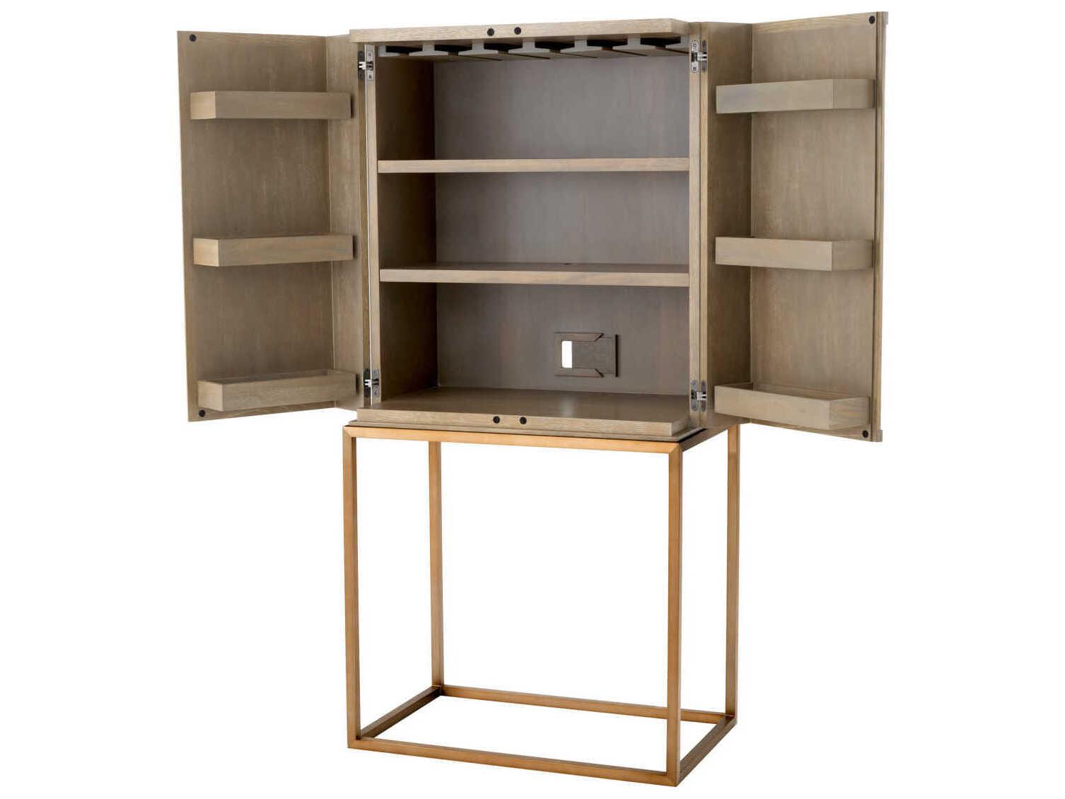 Eichholtz Highland Washed Oak Veneer Bar Cabinet