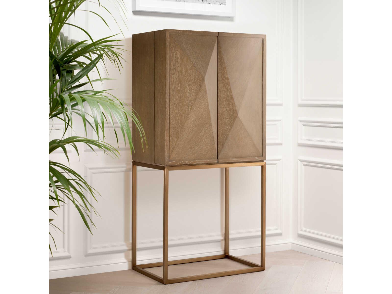 Eichholtz Highland Washed Oak Veneer Bar Cabinet