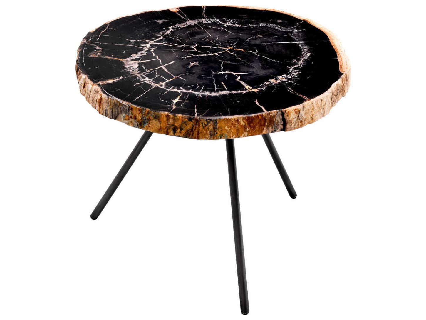 Eichholtz De Soto Dark Range Petrified Wood Set of 3 Coffee Table