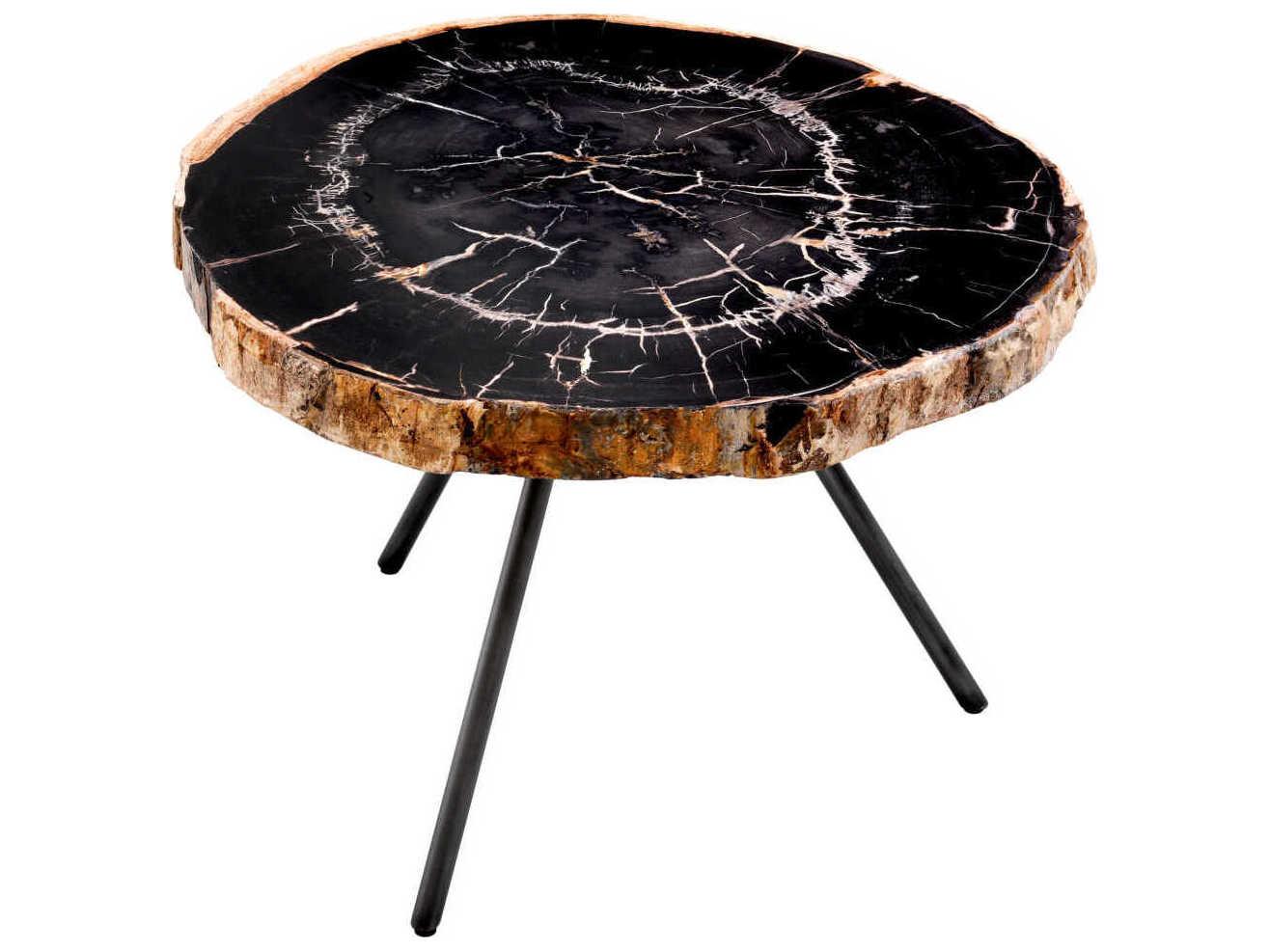 Eichholtz De Soto Dark Range Petrified Wood Set of 3 Coffee Table