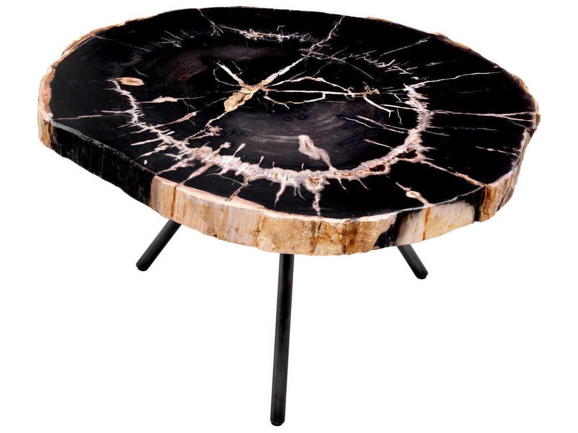 Eichholtz De Soto Dark Range Petrified Wood Set of 3 Coffee Table