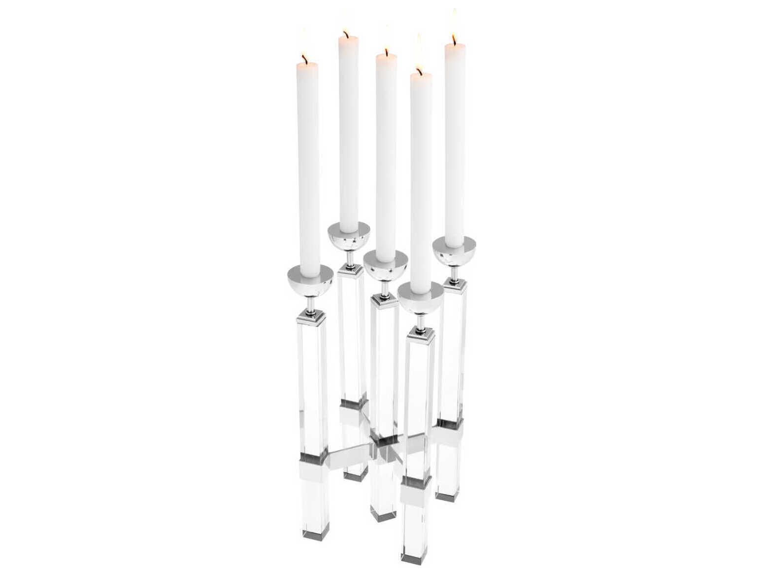 Eichholtz Naturale Crystal Glass Nickel Candle Holder