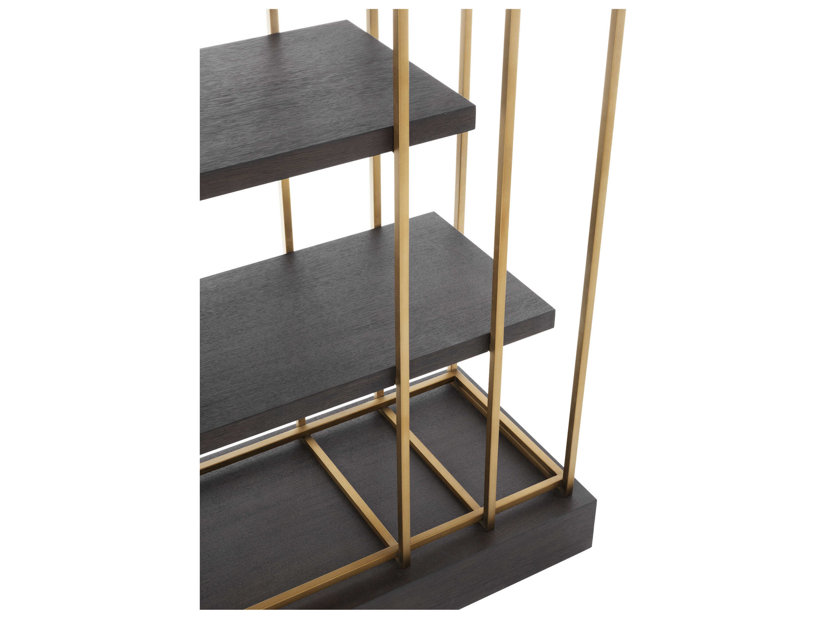 Eichholtz Ward Brushed Brass Mocha Oak Veneer Cabinet