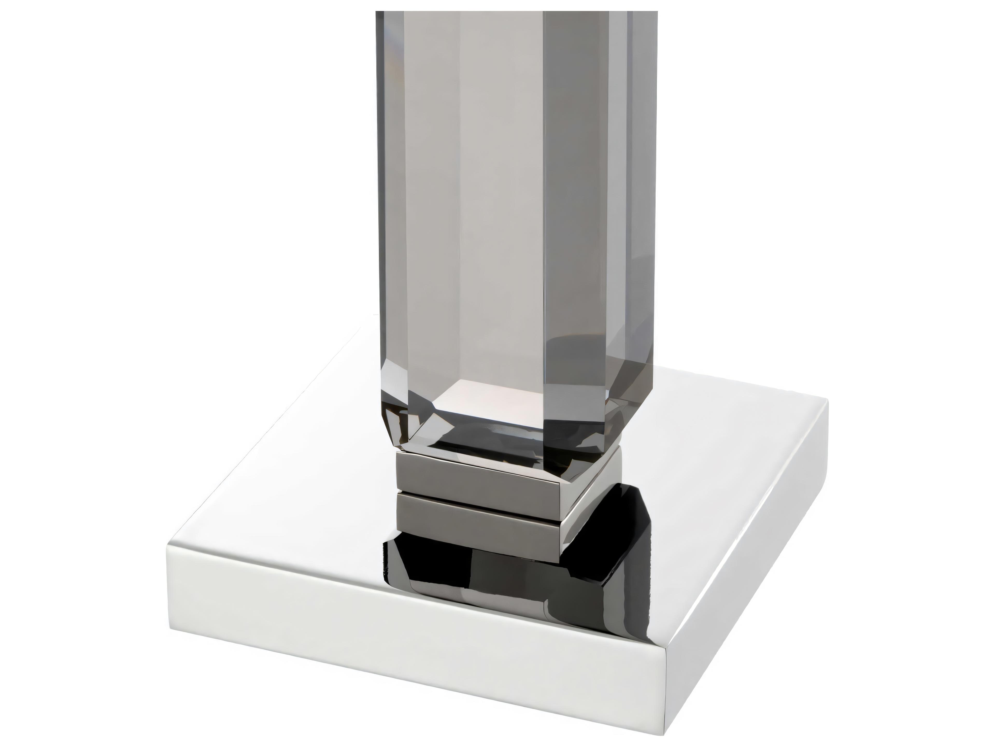 Eichholtz Livia Nickel Smoke Crystal Glass Set of 3 Candle Holder