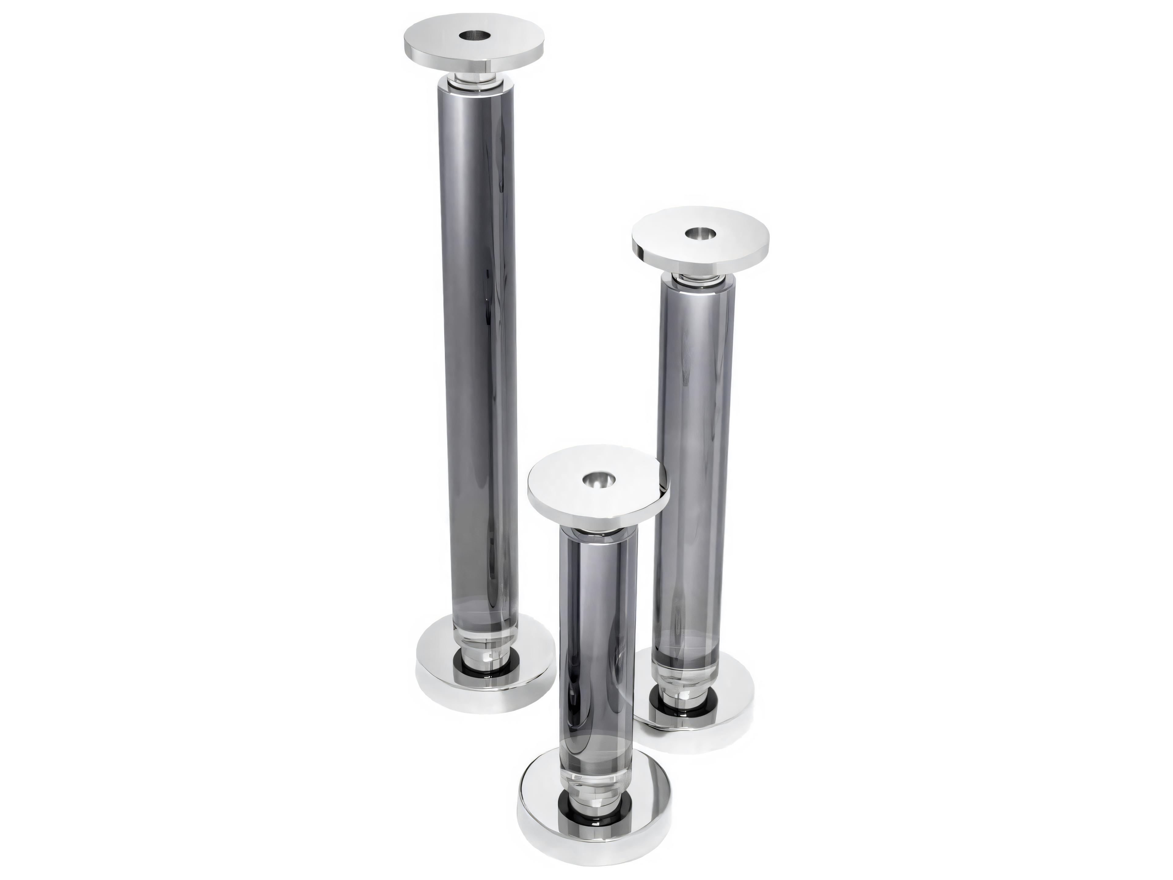 Eichholtz Chapman Nickel Smoke Set of 3 Candle Holder