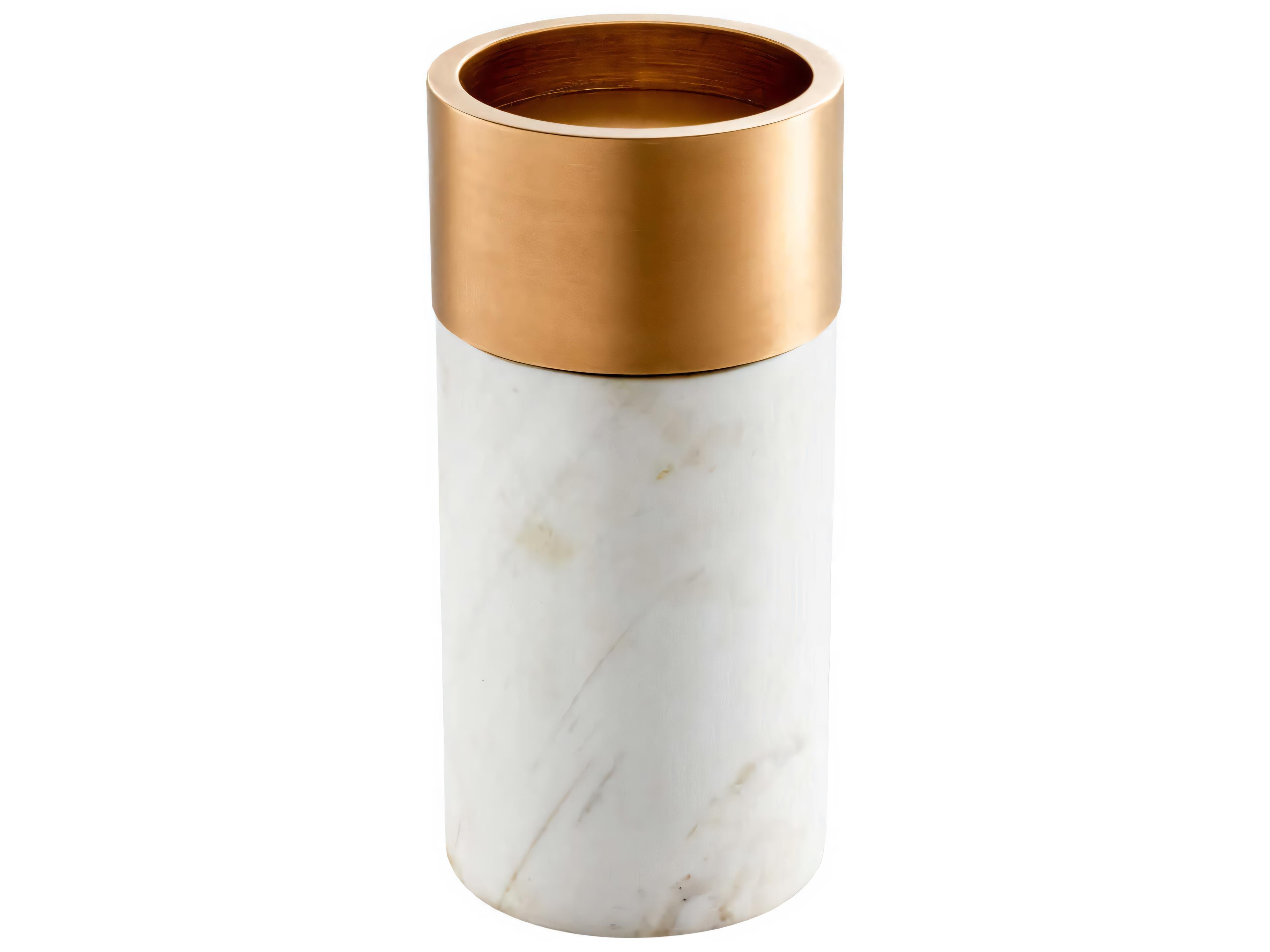 Eichholtz Sierra White Marble Brass Set of 3 Candle Holder