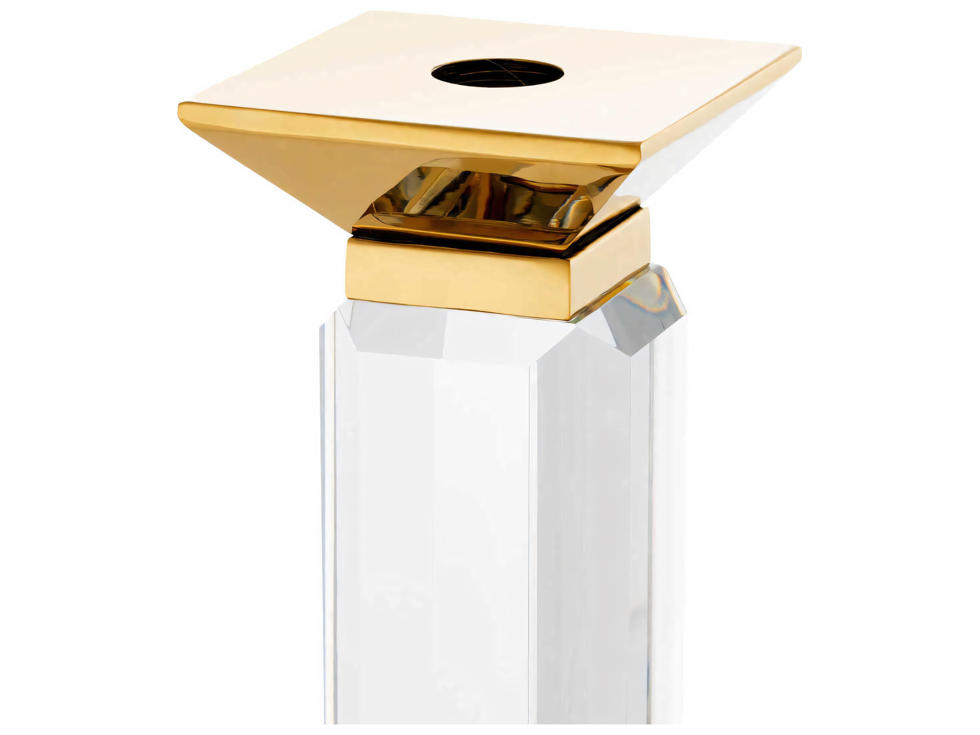 Eichholtz Livia Gold Clear Crystal Glass Set of 3 Candle Holder