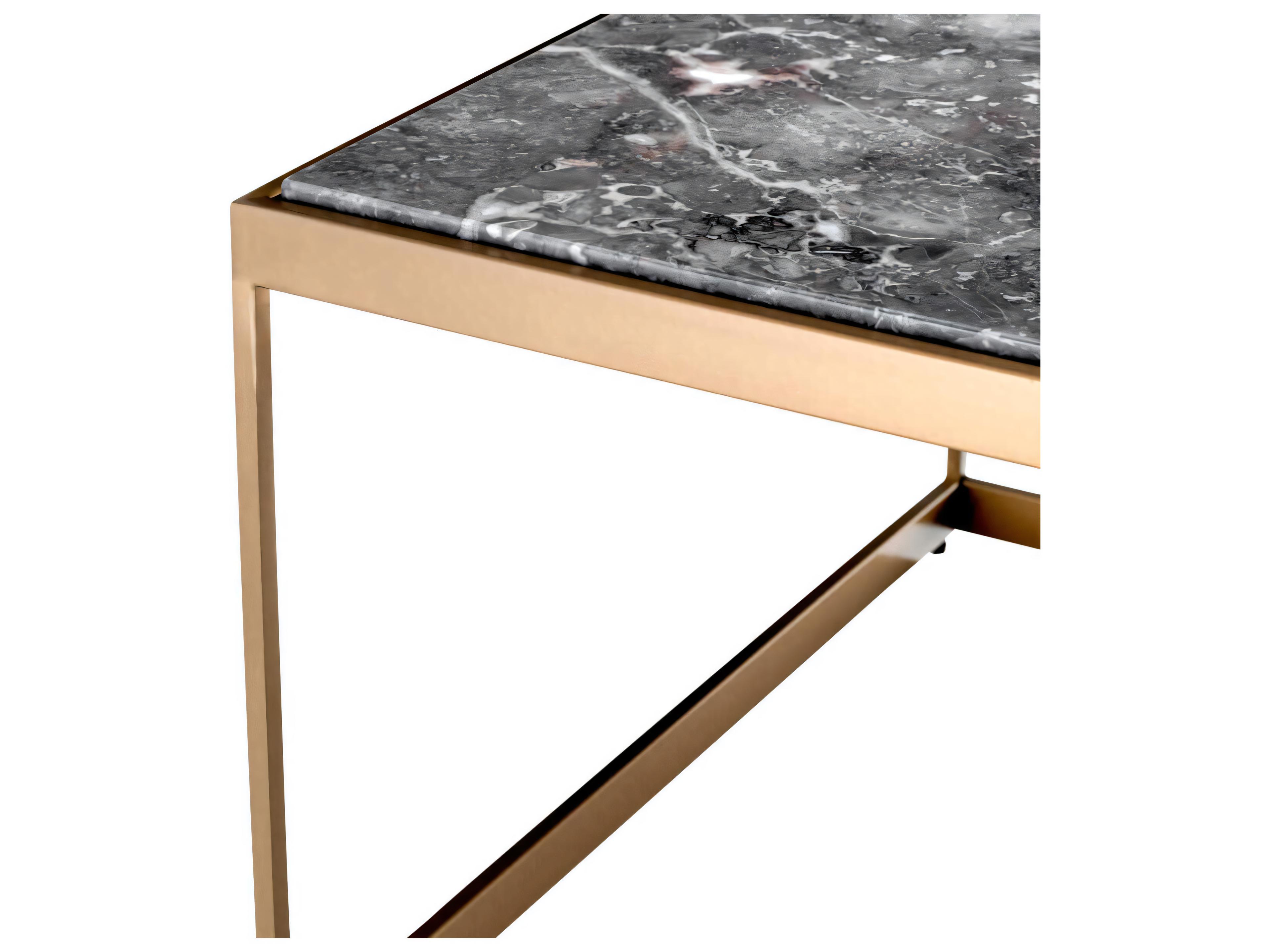 Eichholtz La Quinta Brushed Brass Grey Mar Side Table