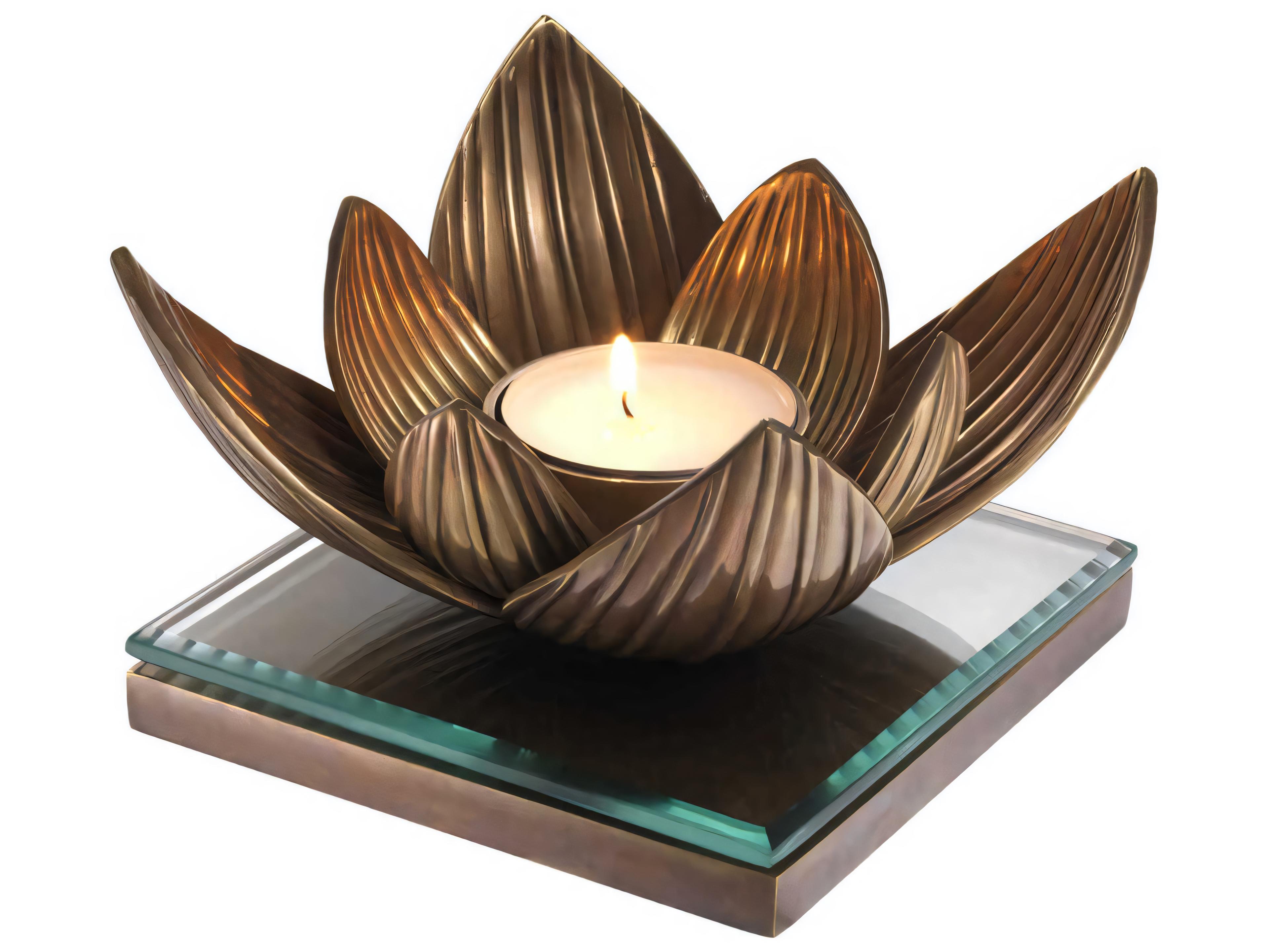 Eichholtz Lotus Vintage Brass Tealight Holder