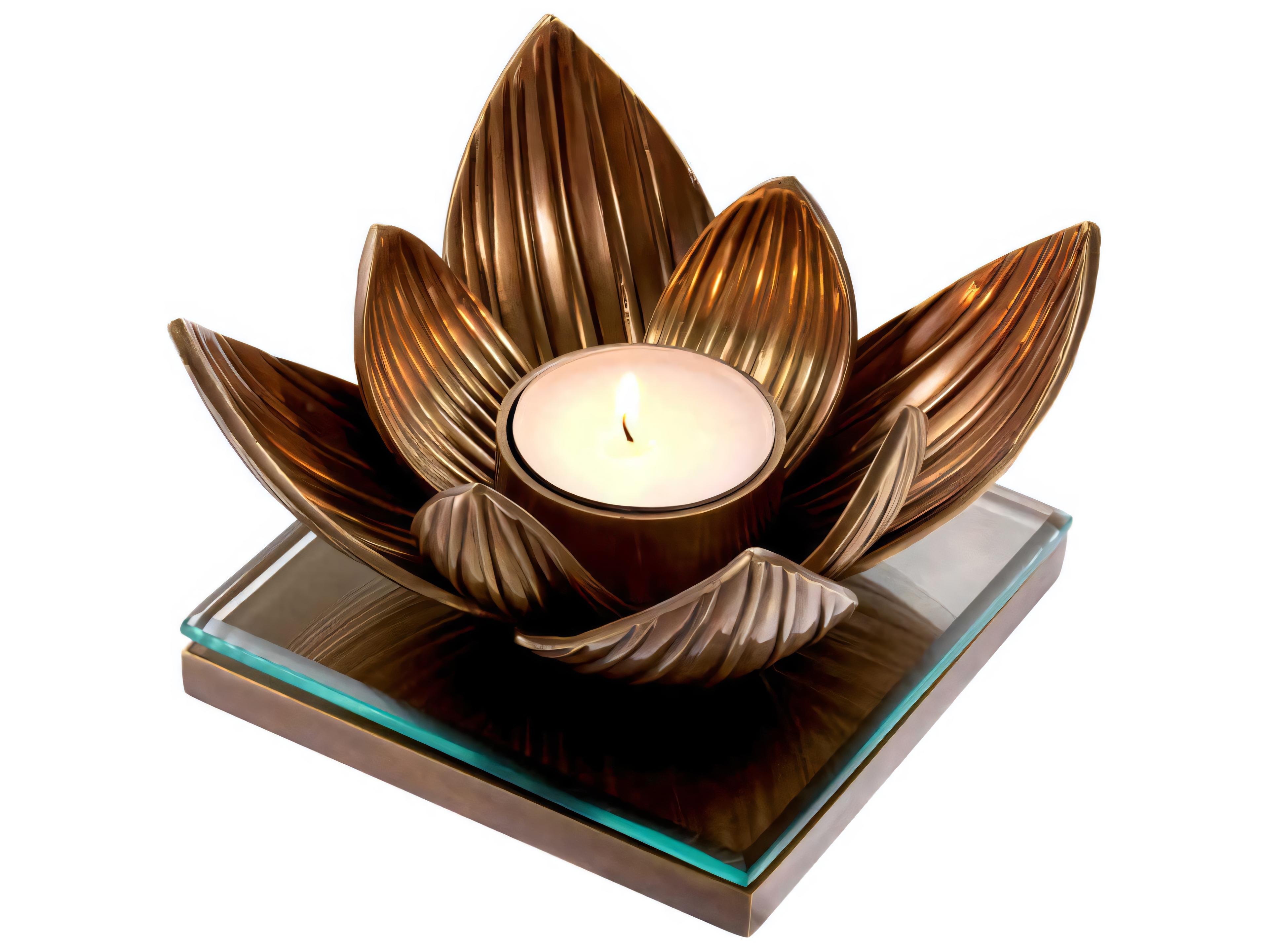 Eichholtz Lotus Vintage Brass Tealight Holder