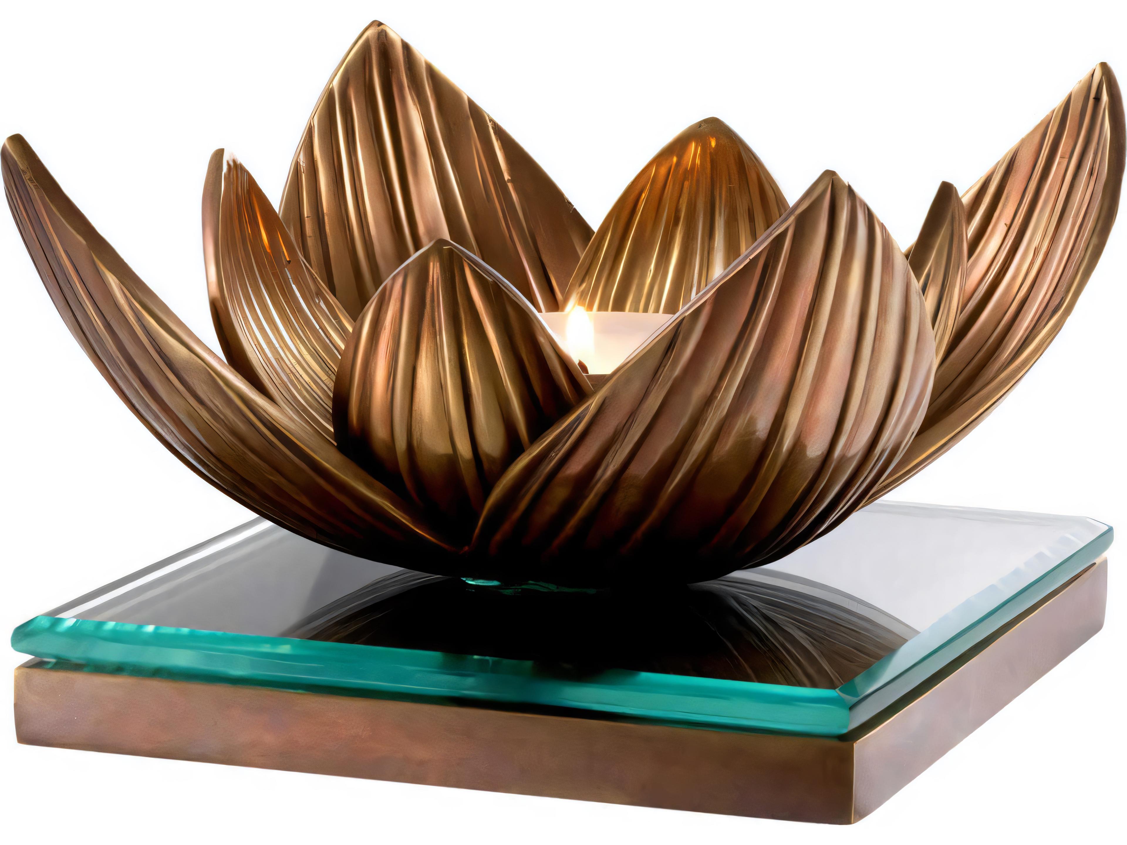 Eichholtz Lotus Vintage Brass Tealight Holder