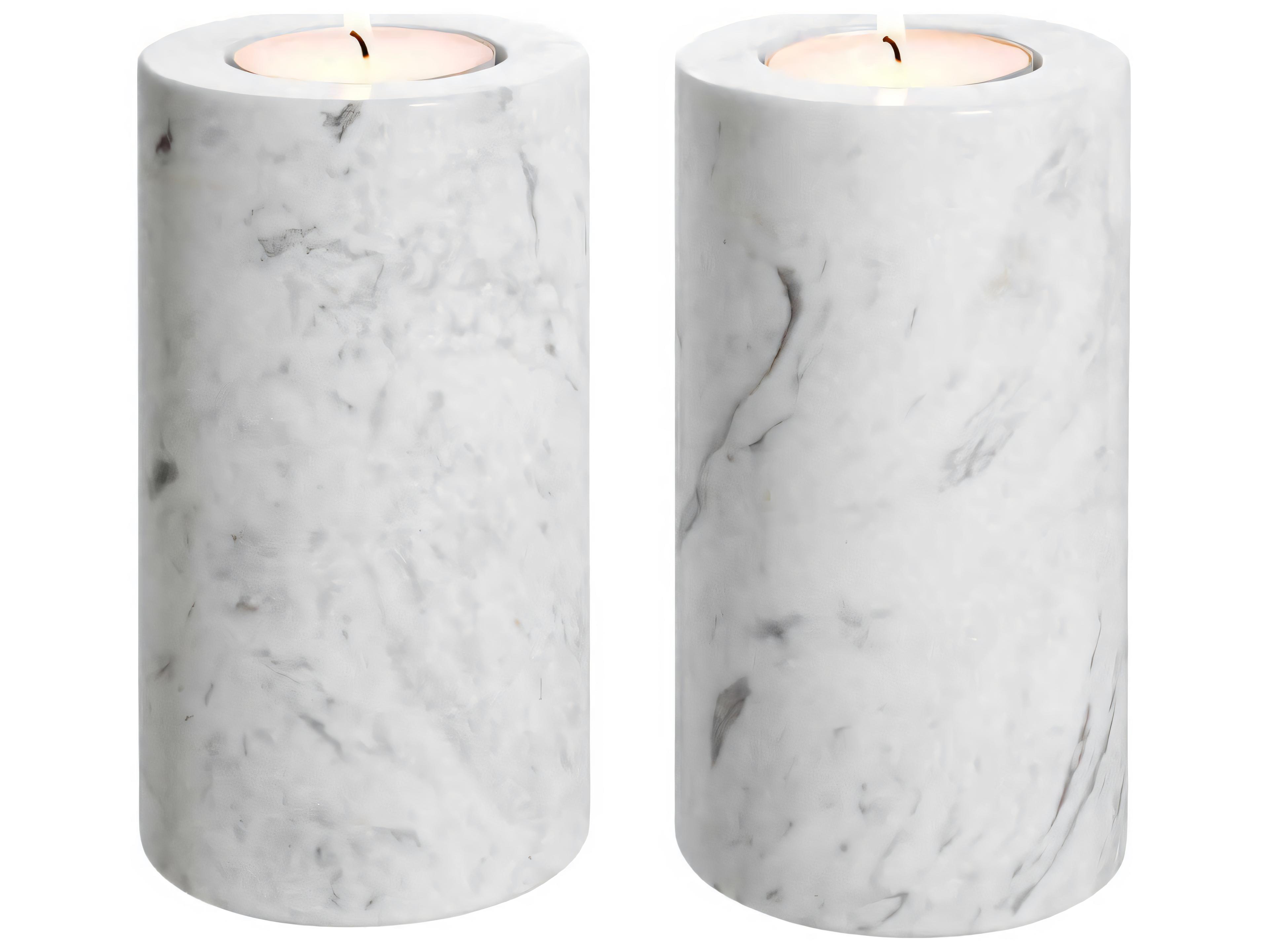 Eichholtz Tobor M White Marble Set of 2 Tealight Holder