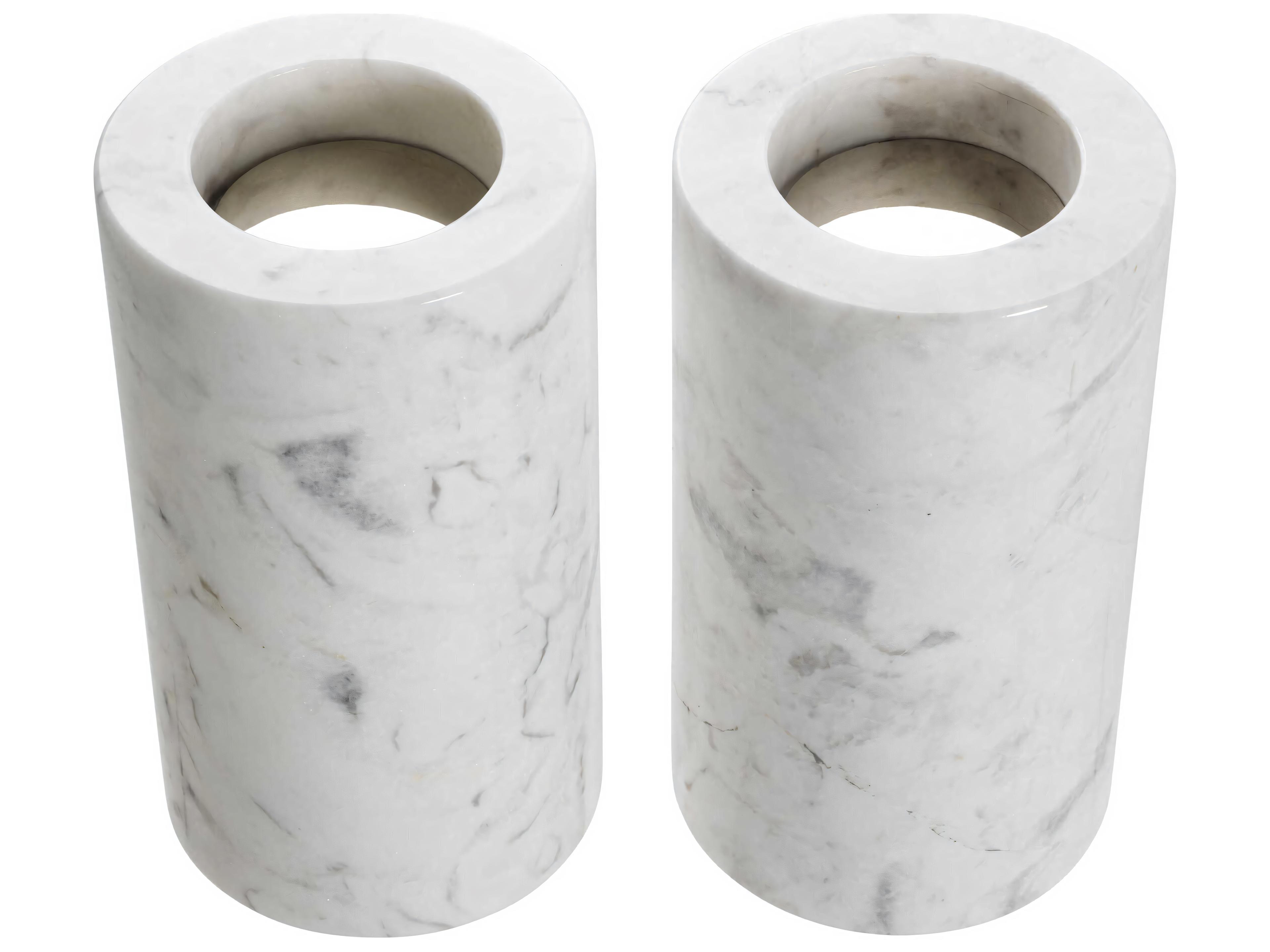 Eichholtz Tobor M White Marble Set of 2 Tealight Holder