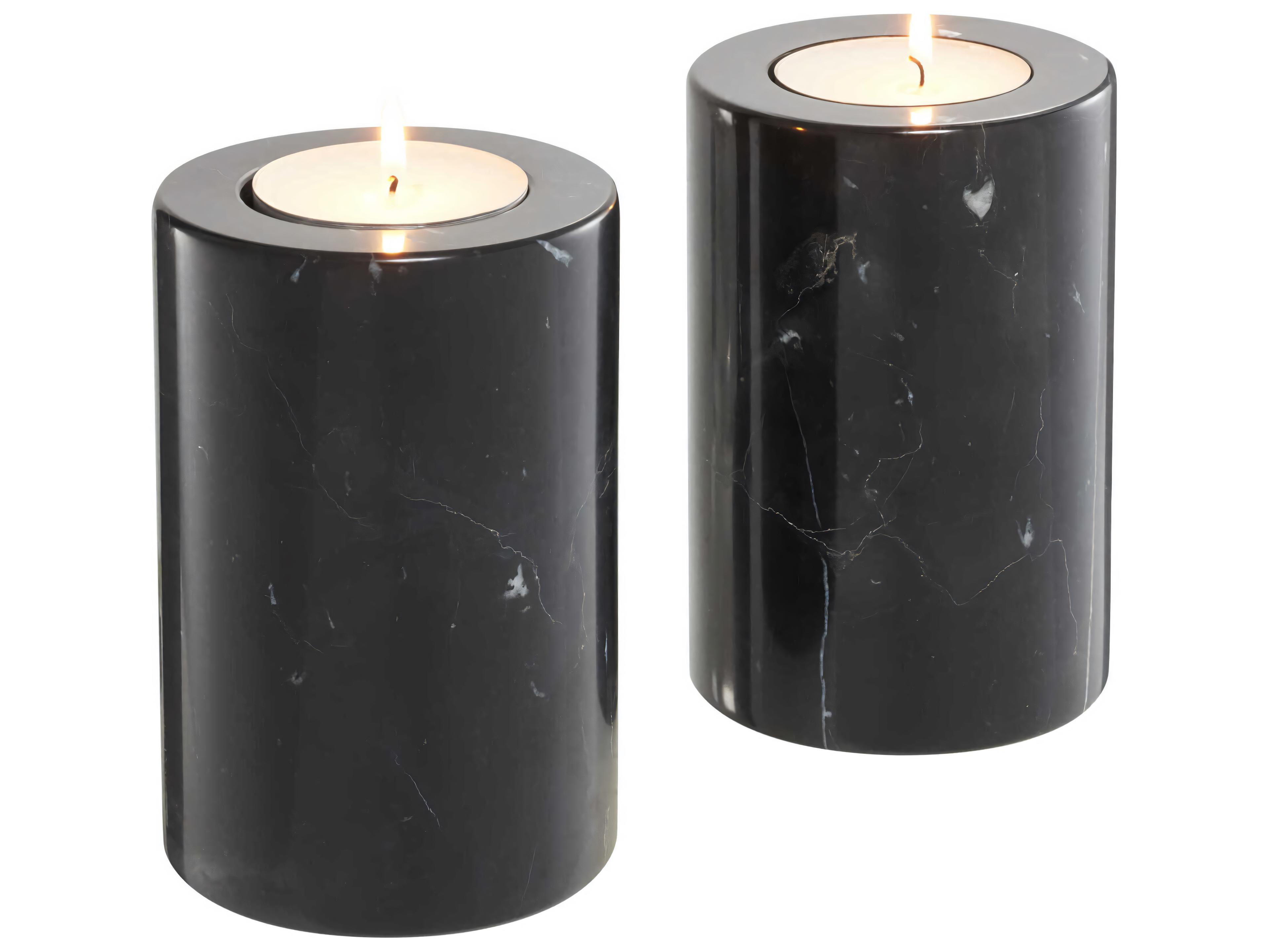 Eichholtz Tobor S Black Marble Set of 2 Tealight Holder