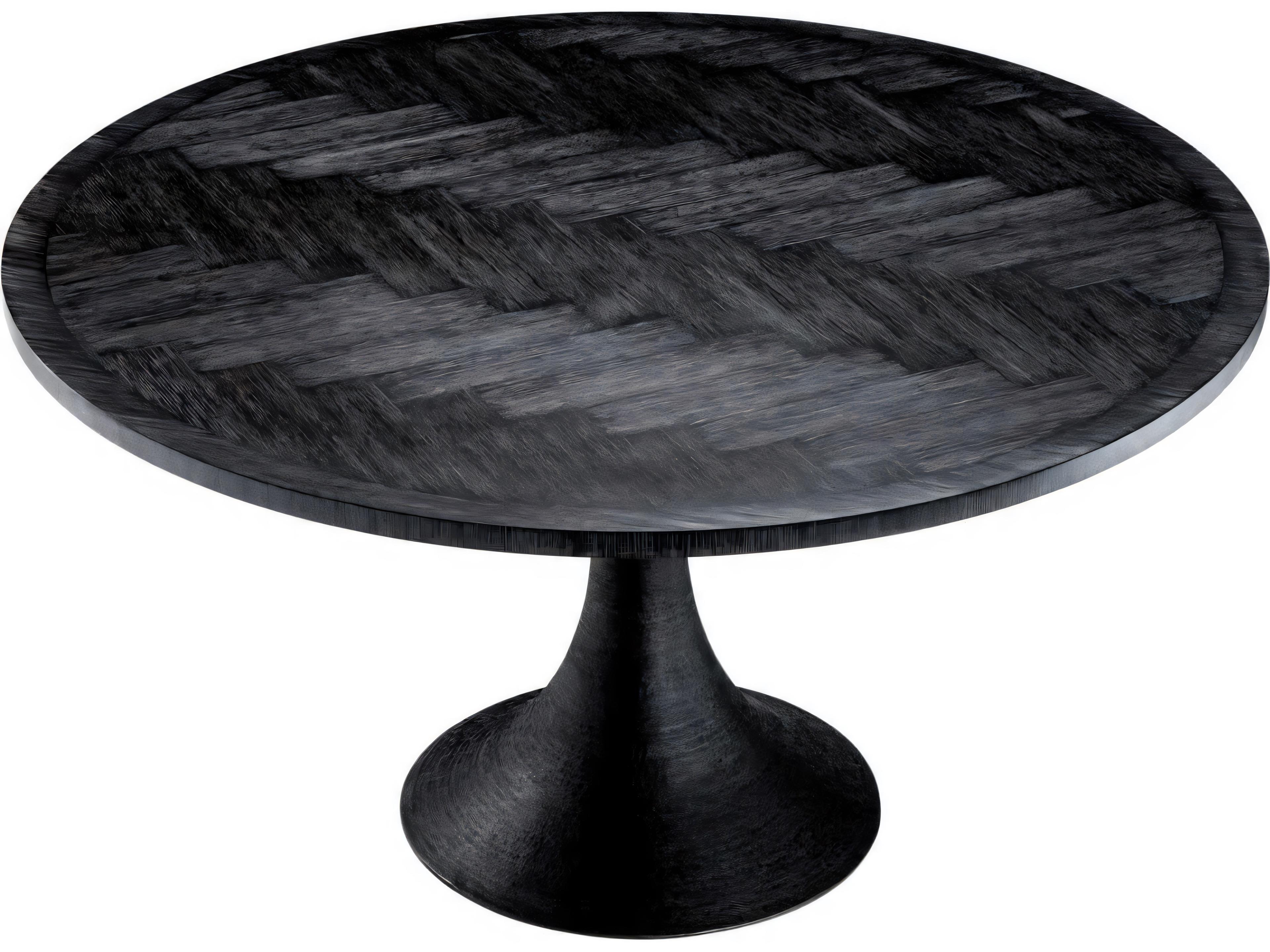Eichholtz Melchior Round Charcoal Oak Veneer Dining Table
