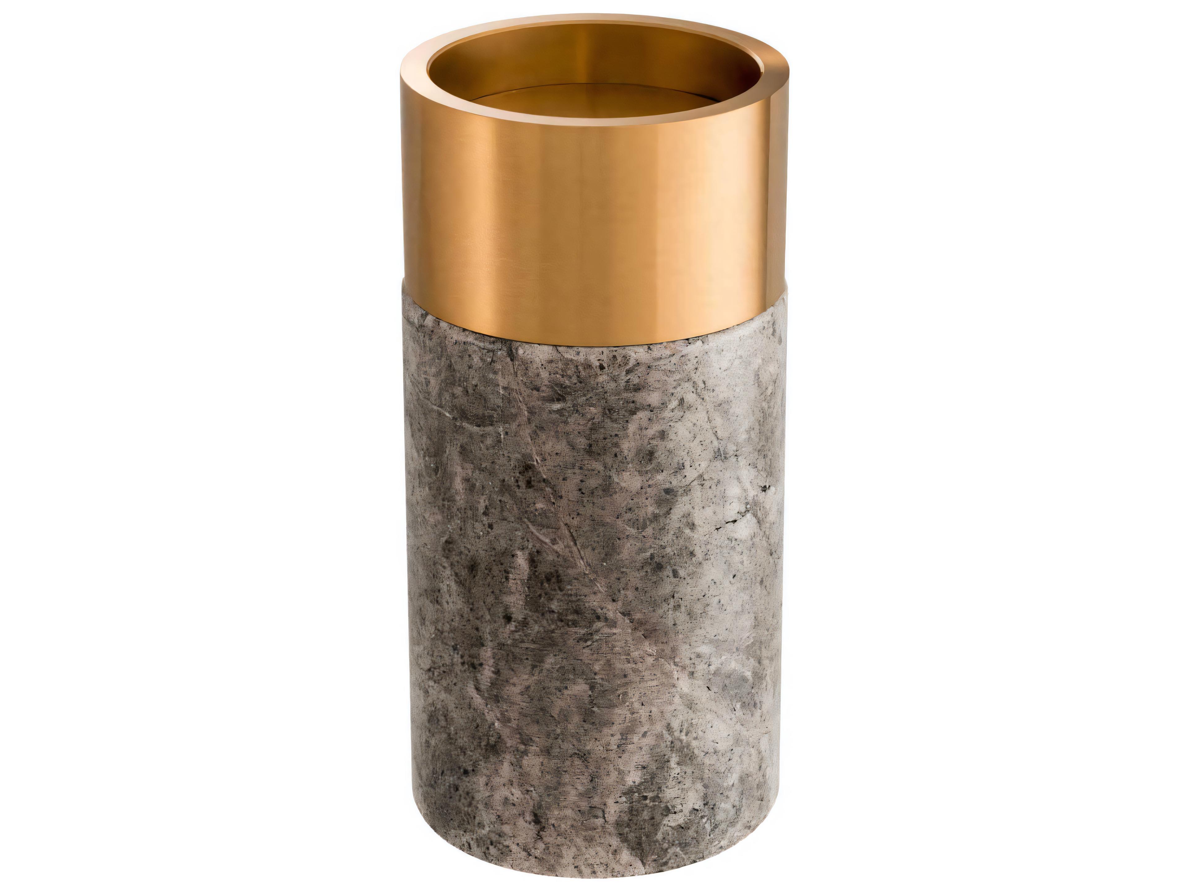 Eichholtz Sierra Grey Marble Brass Set of 3 Candle Holder