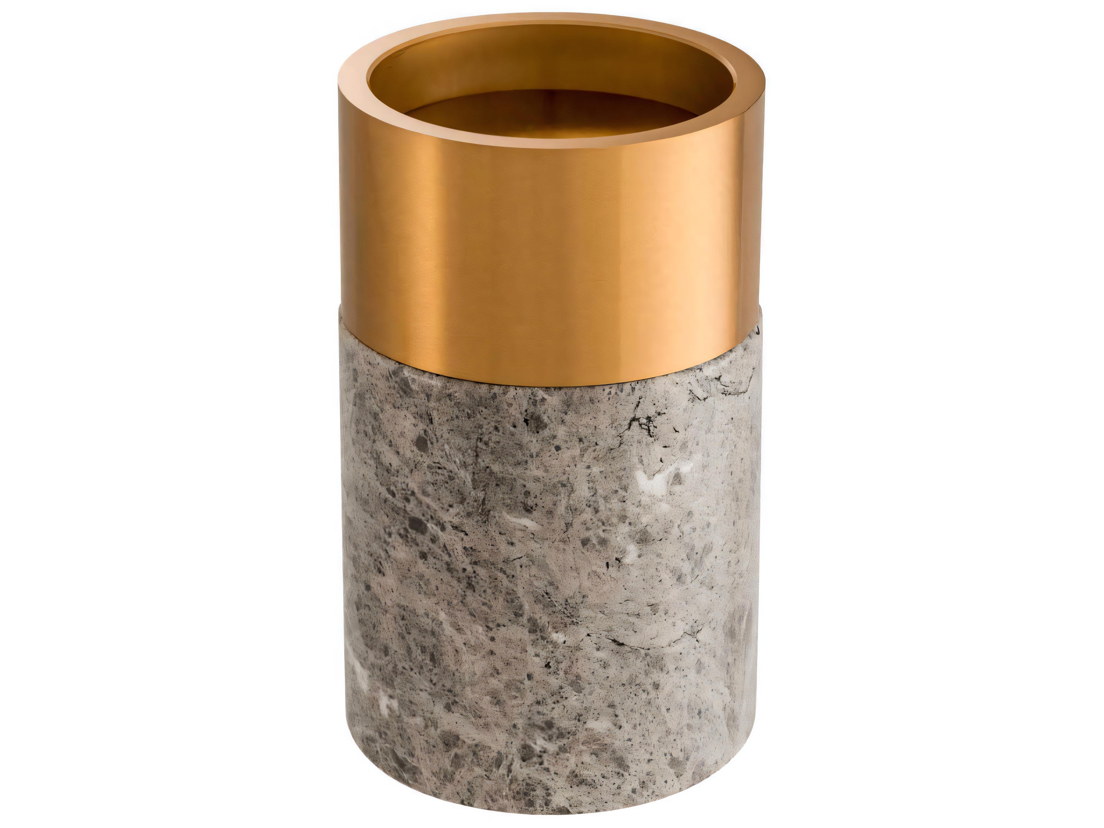 Eichholtz Sierra Grey Marble Brass Set of 3 Candle Holder