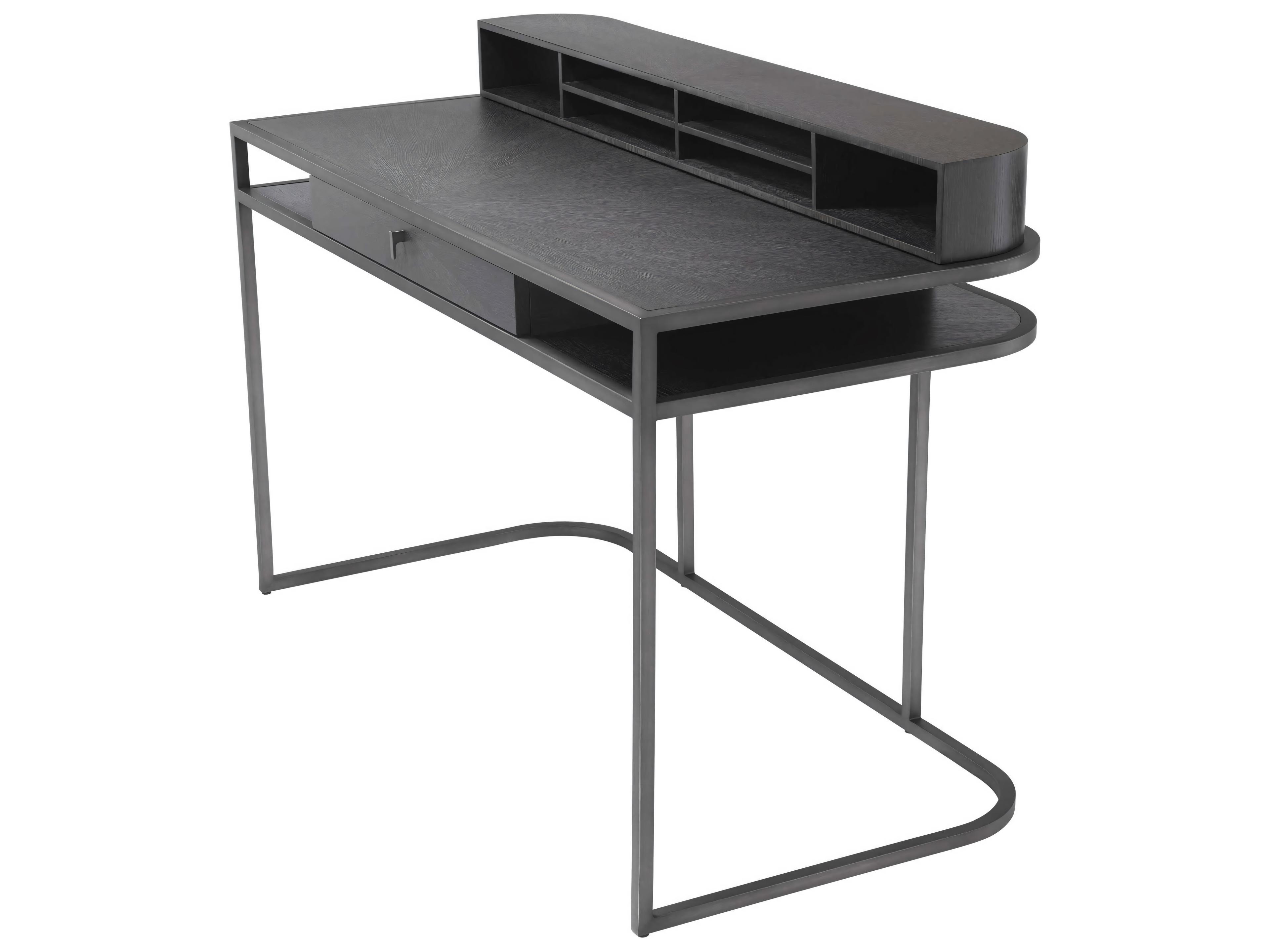 Eichholtz Highland Charcoal Brown Oak Veneer Desk