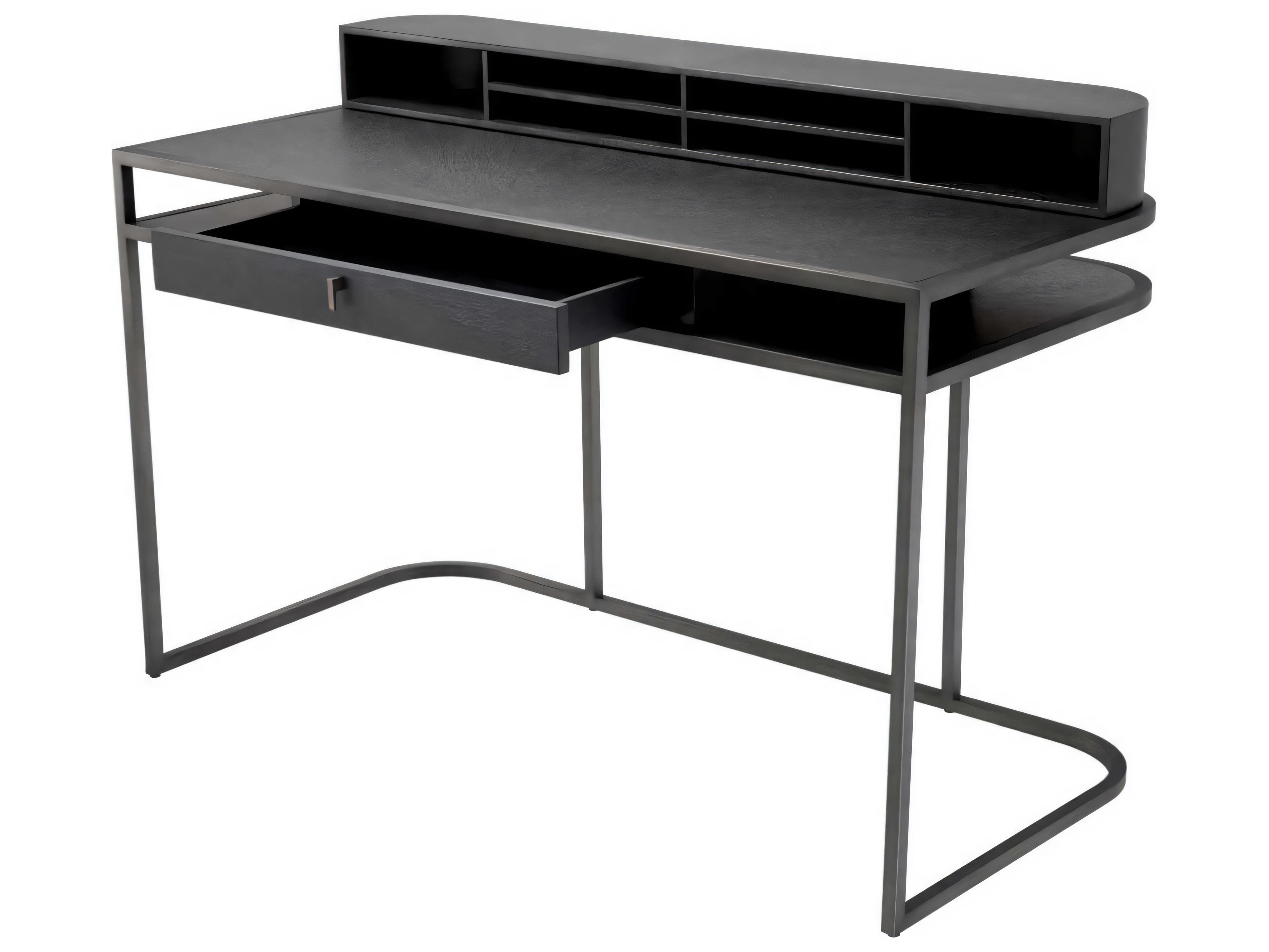 Eichholtz Highland Charcoal Brown Oak Veneer Desk